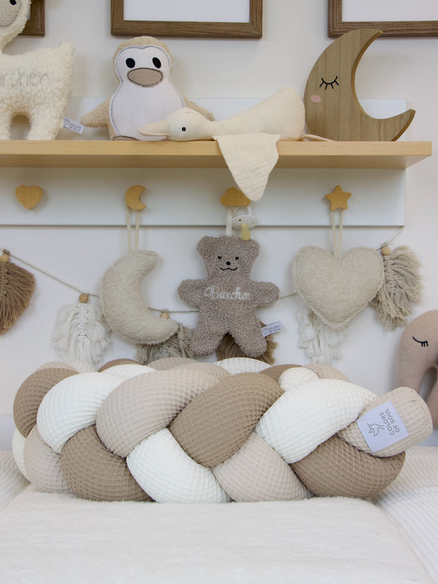 Bettschlange geflochten: Waffelpique creme, natur, dunkelbeige