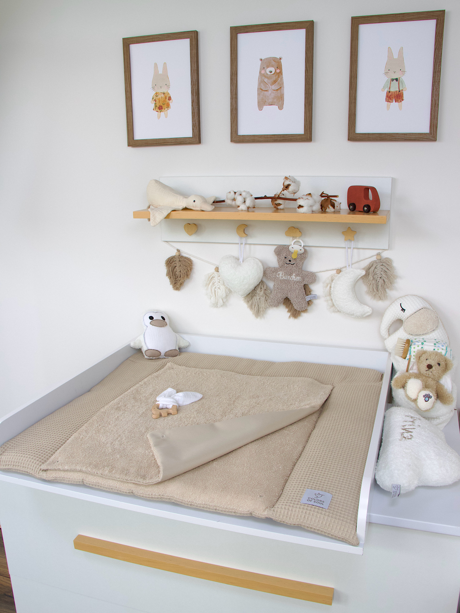 Wickelauflage Waffelpique beige / Frottee beige