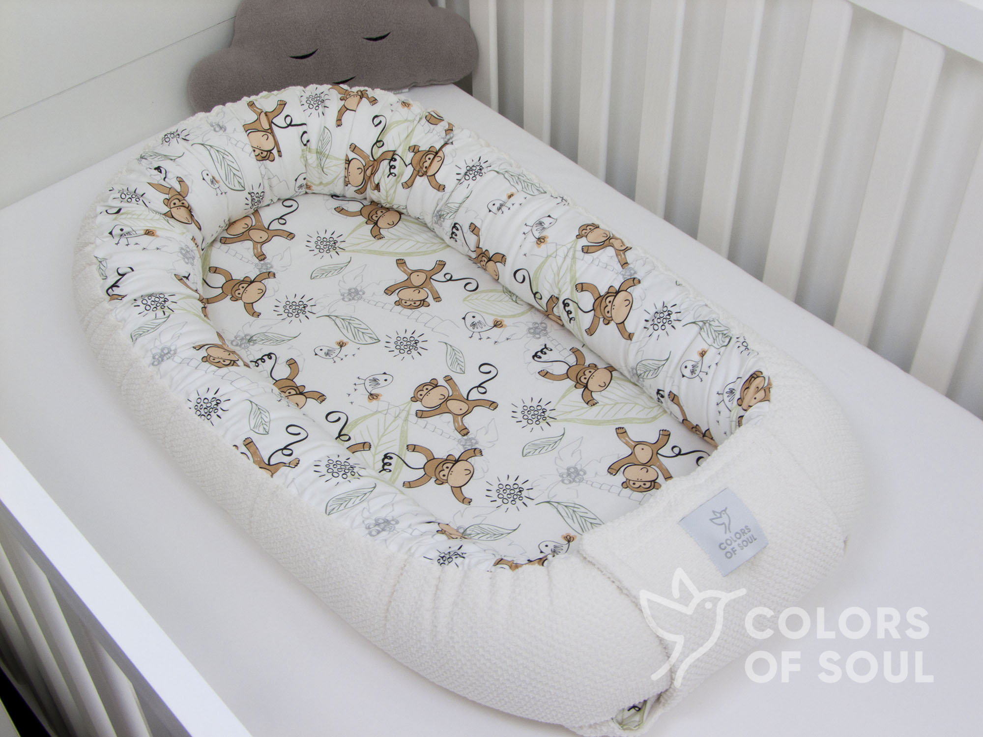 Babynestchen - niedliche Affen / Waffelpique BeBe creme