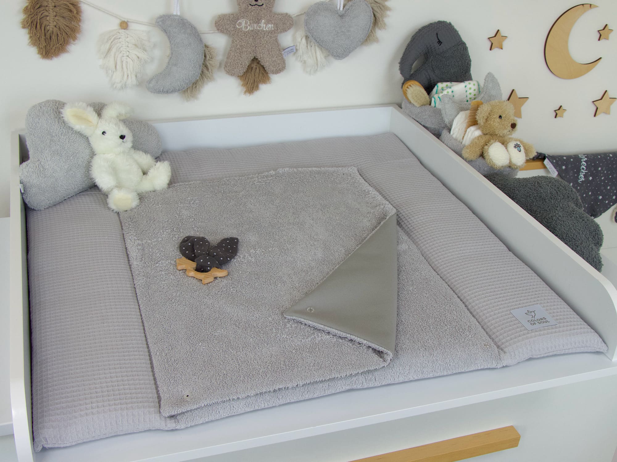 Wickelauflage Set mit Babynestchen - hellgrau