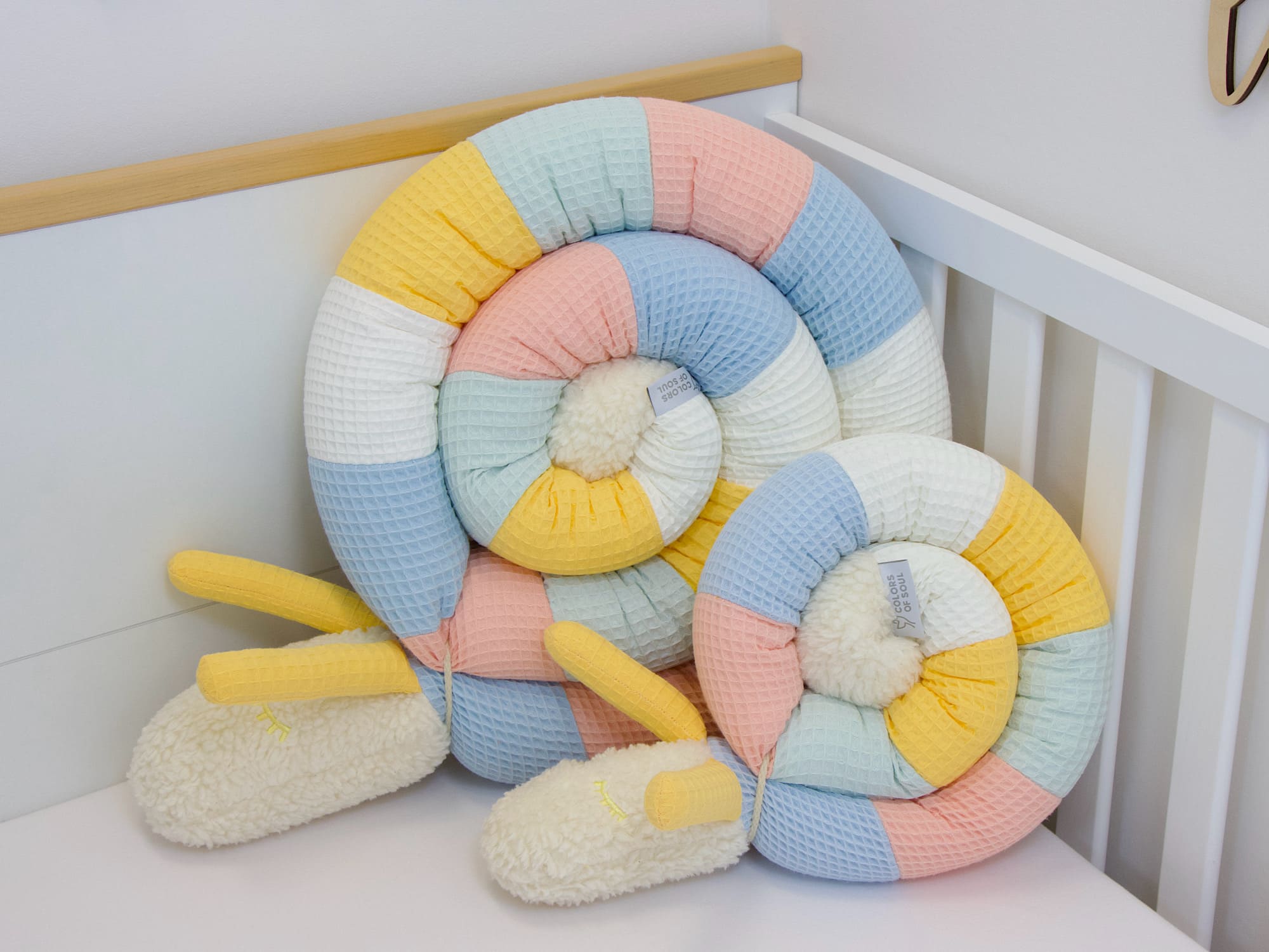 Kinderwagenschlange - hellblau, aprikose, hellmint, hellgelb, creme