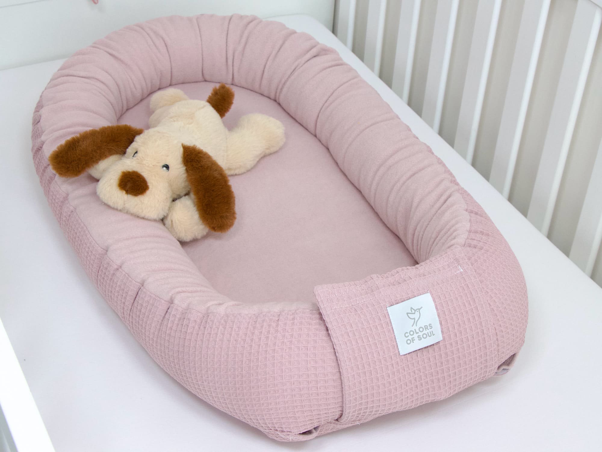 3-er SET - Wickelauflage mit Inlett, Babynest, Bettrolle - Waffelpique, Baumwollfleece altrosa