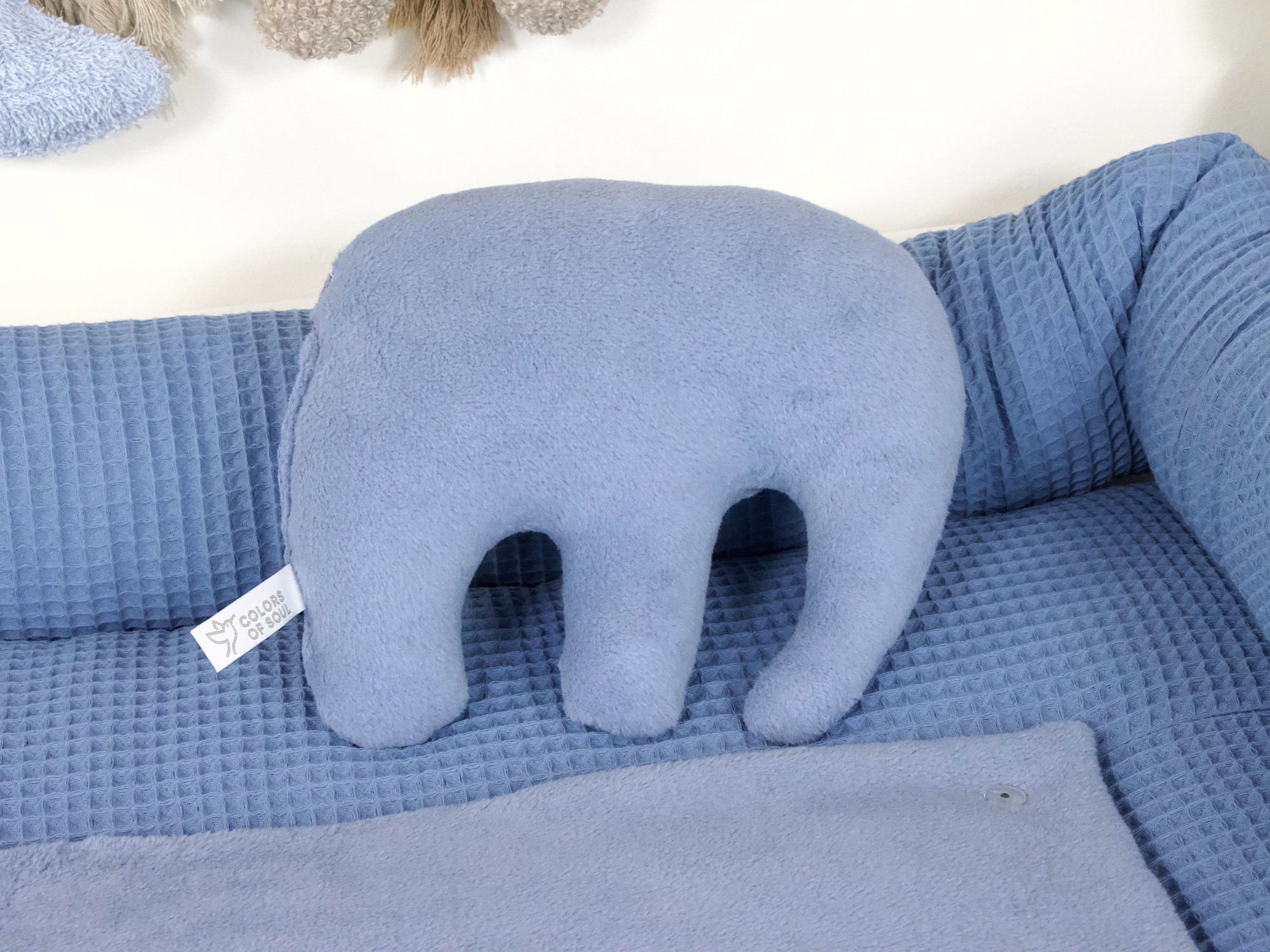 Kuscheltier Elefant - Waffelpique blau / Baumwollfleece himmelblau