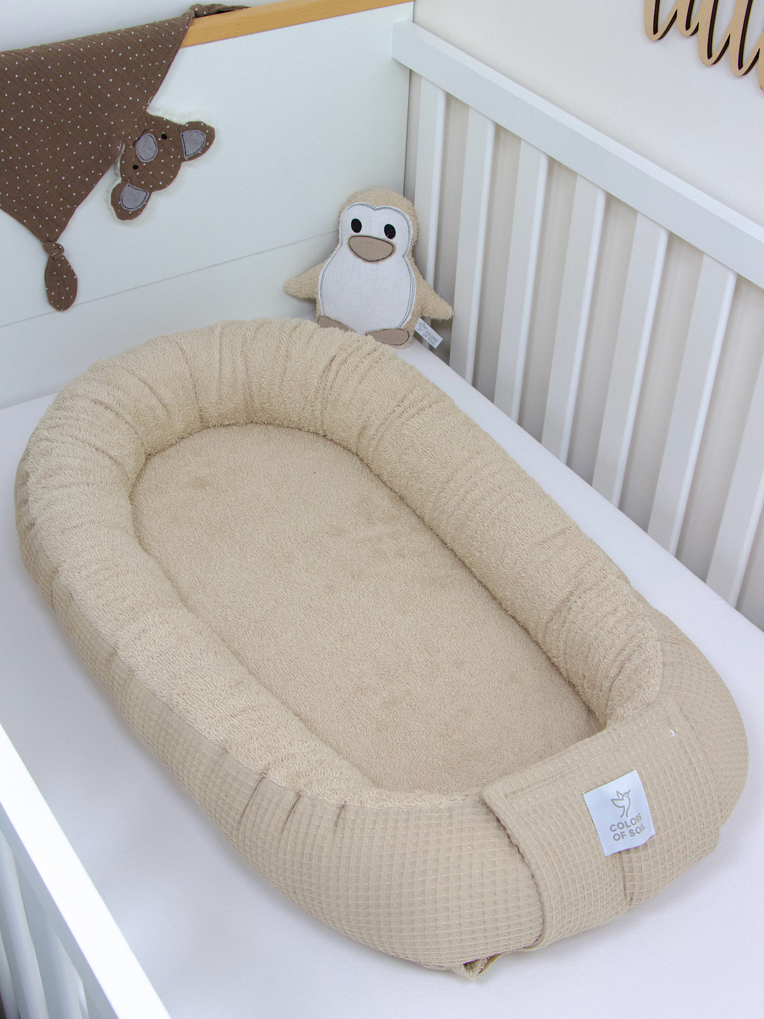 Babynestchen Waffelpique beige / Frottee beige