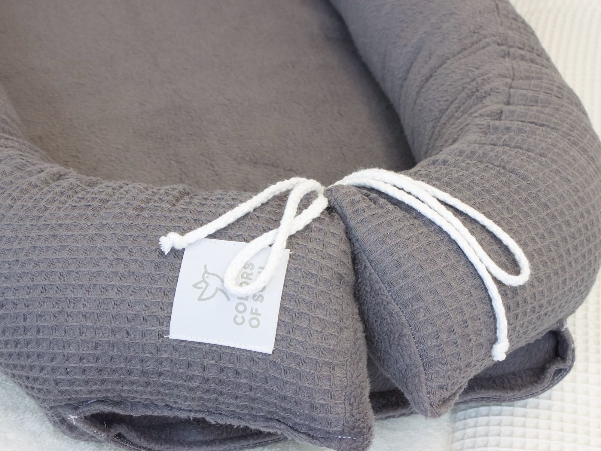 Babynestchen - Waffelpique steingrau / Baumwollfleece grau