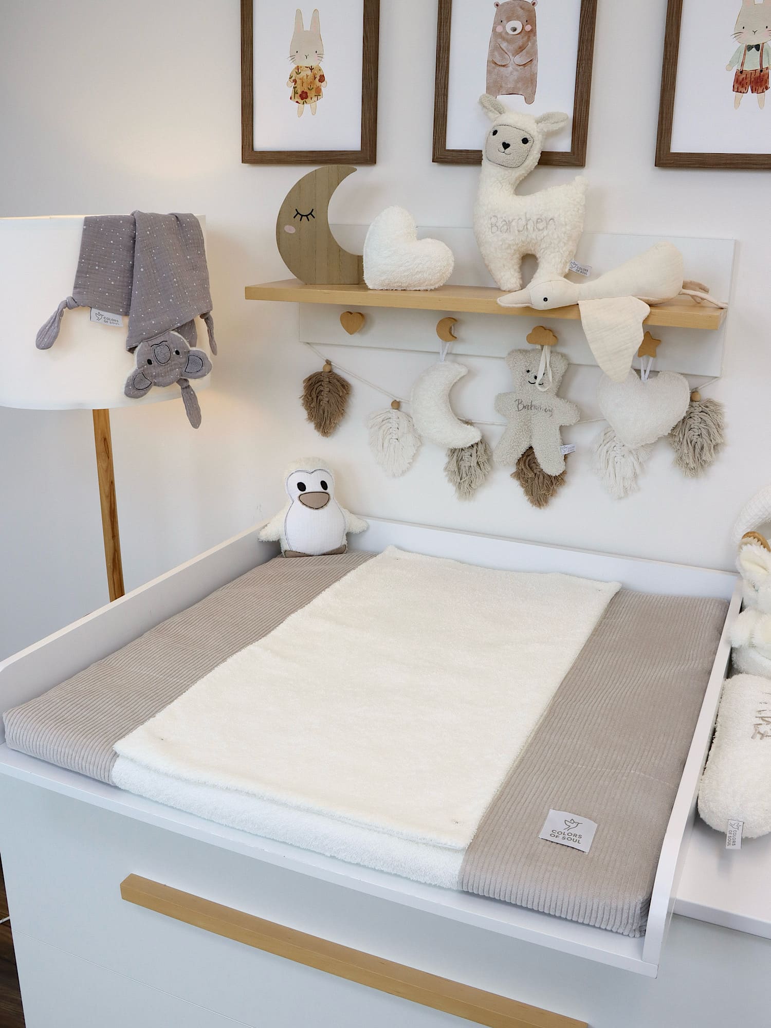 Wickelauflage mit abnehmbaren Bezug – Cord Hellbeige / Frottee Creme