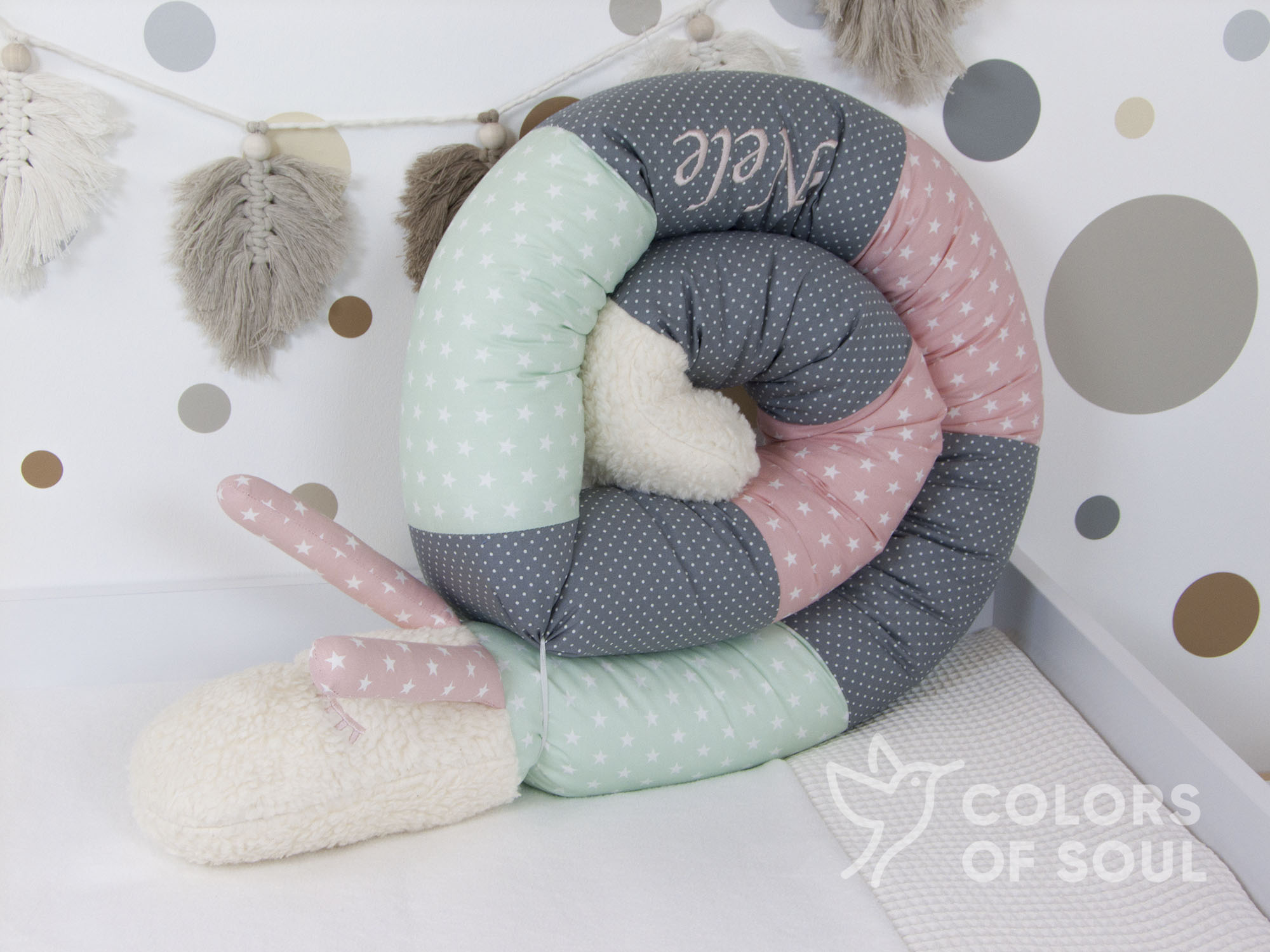 Bettschnecke - rosa/grau/mint - RAJA