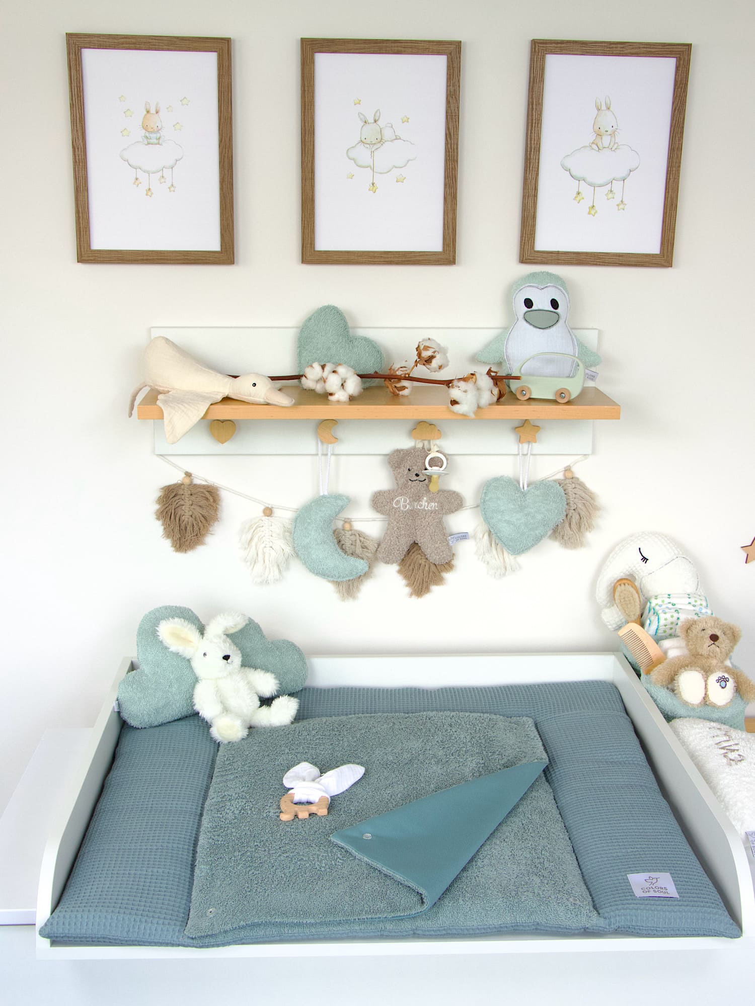 Wickelauflage - Waffelpique dusty altmint / Frottee dusty altmint