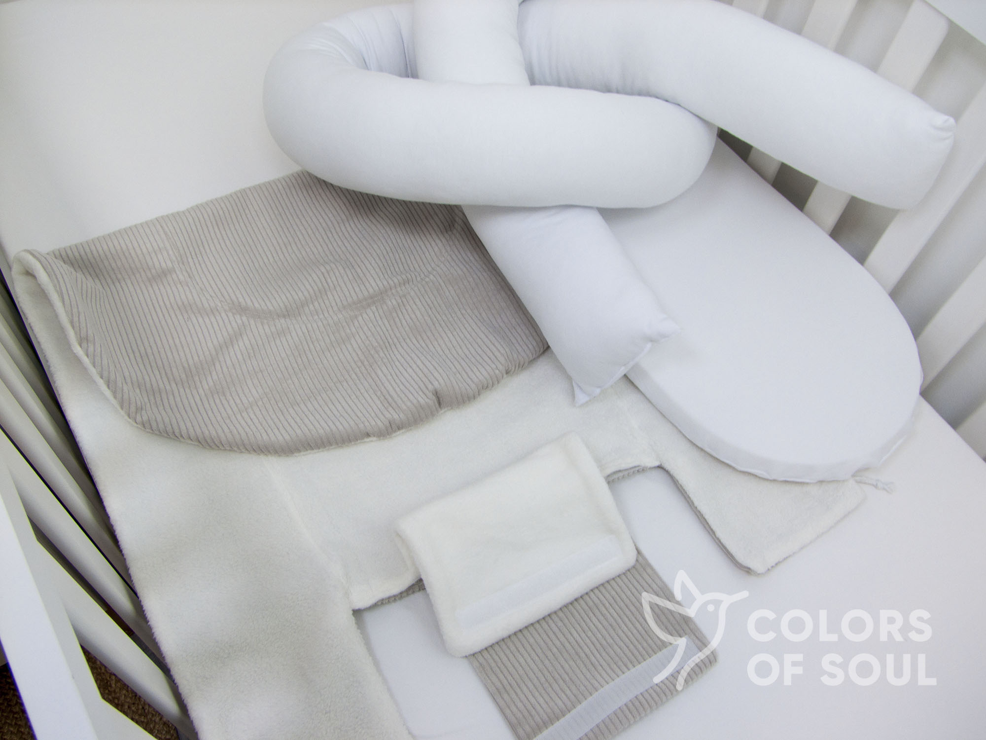 Babynestchen - Cord hellbeige / Baumwollfleece creme