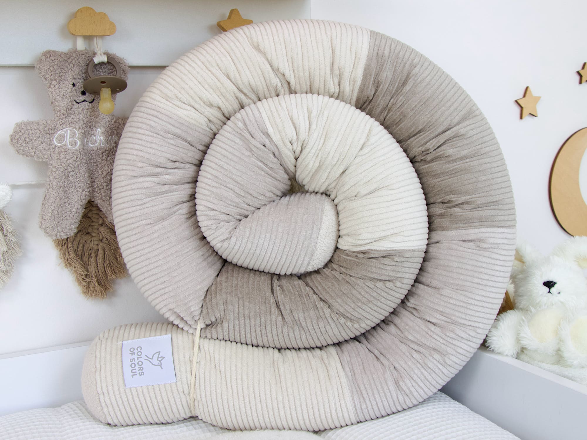 Bettschlange Patchwork Cord sand, hellbeige, beige