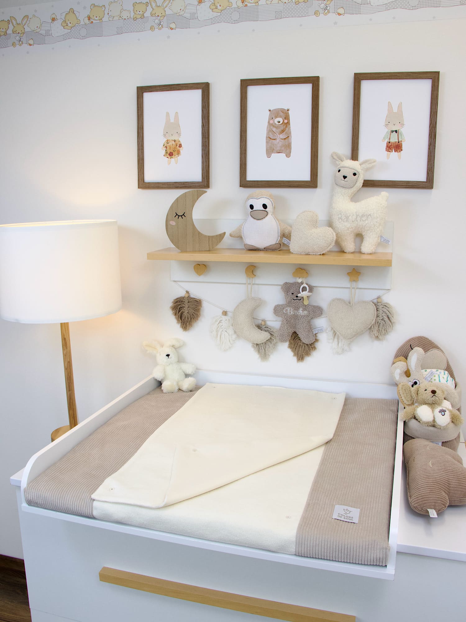 3-er SET - Wickelauflage, Babynestchen, Bettschlange - Cord hellbeige / Baumwollfleece creme