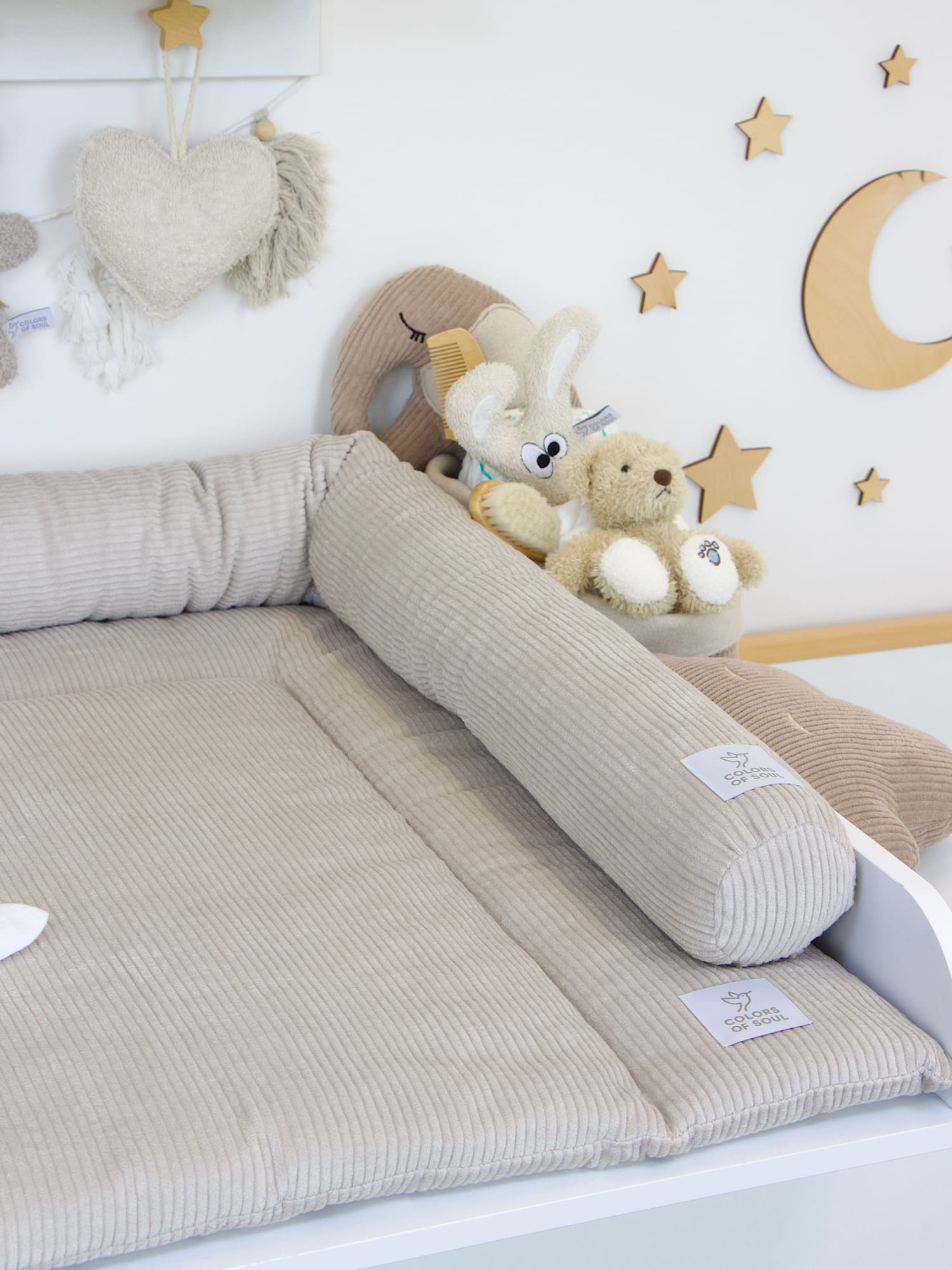 Wickeltischauflage aus Cord Hellbeige handgefertigt