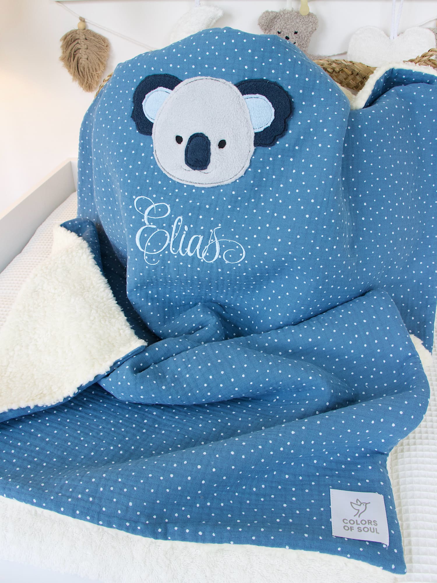Kuscheldecke mit Namen und Koala
