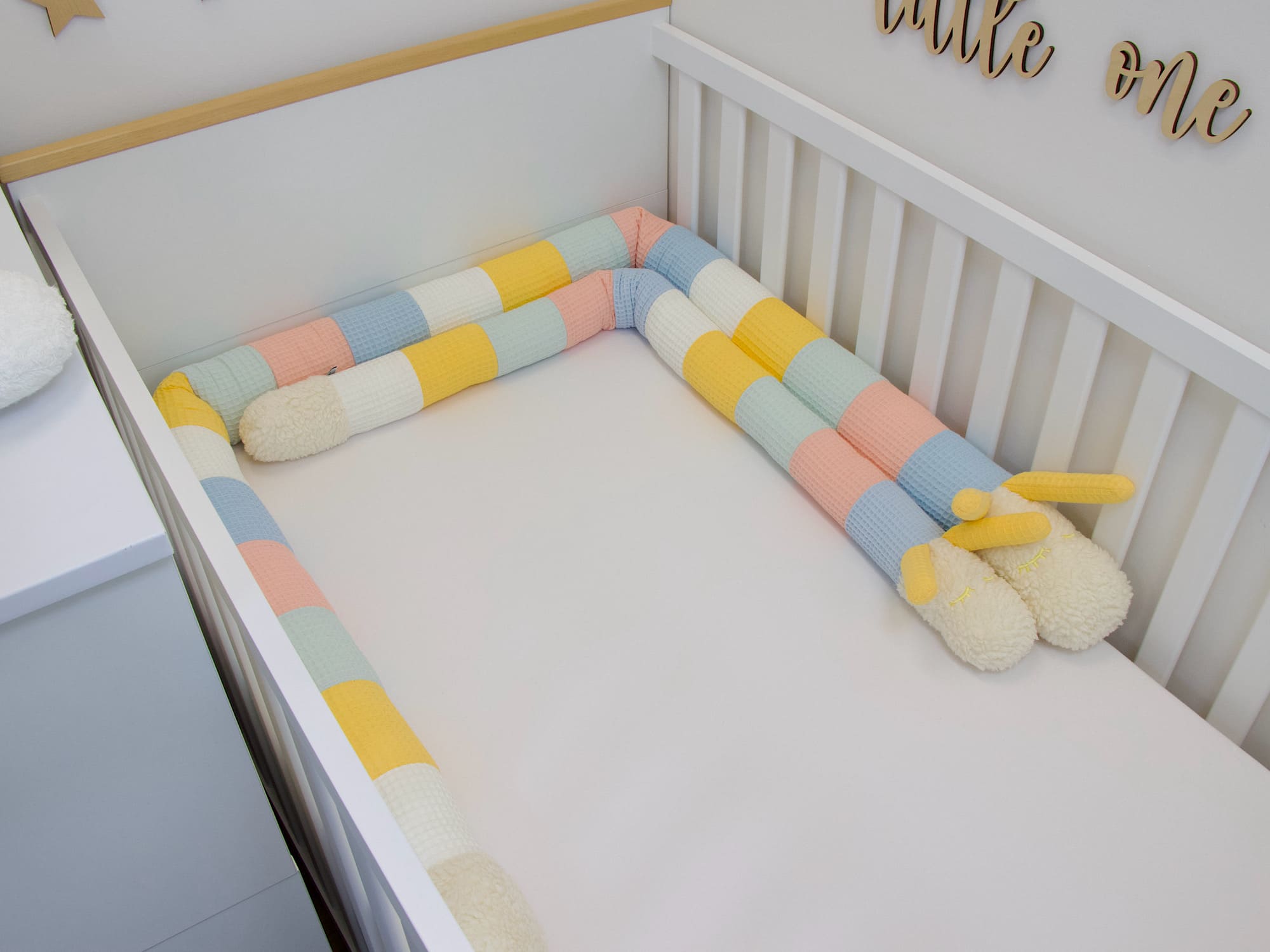 Kinderwagenschlange - hellblau, aprikose, hellmint, hellgelb, creme
