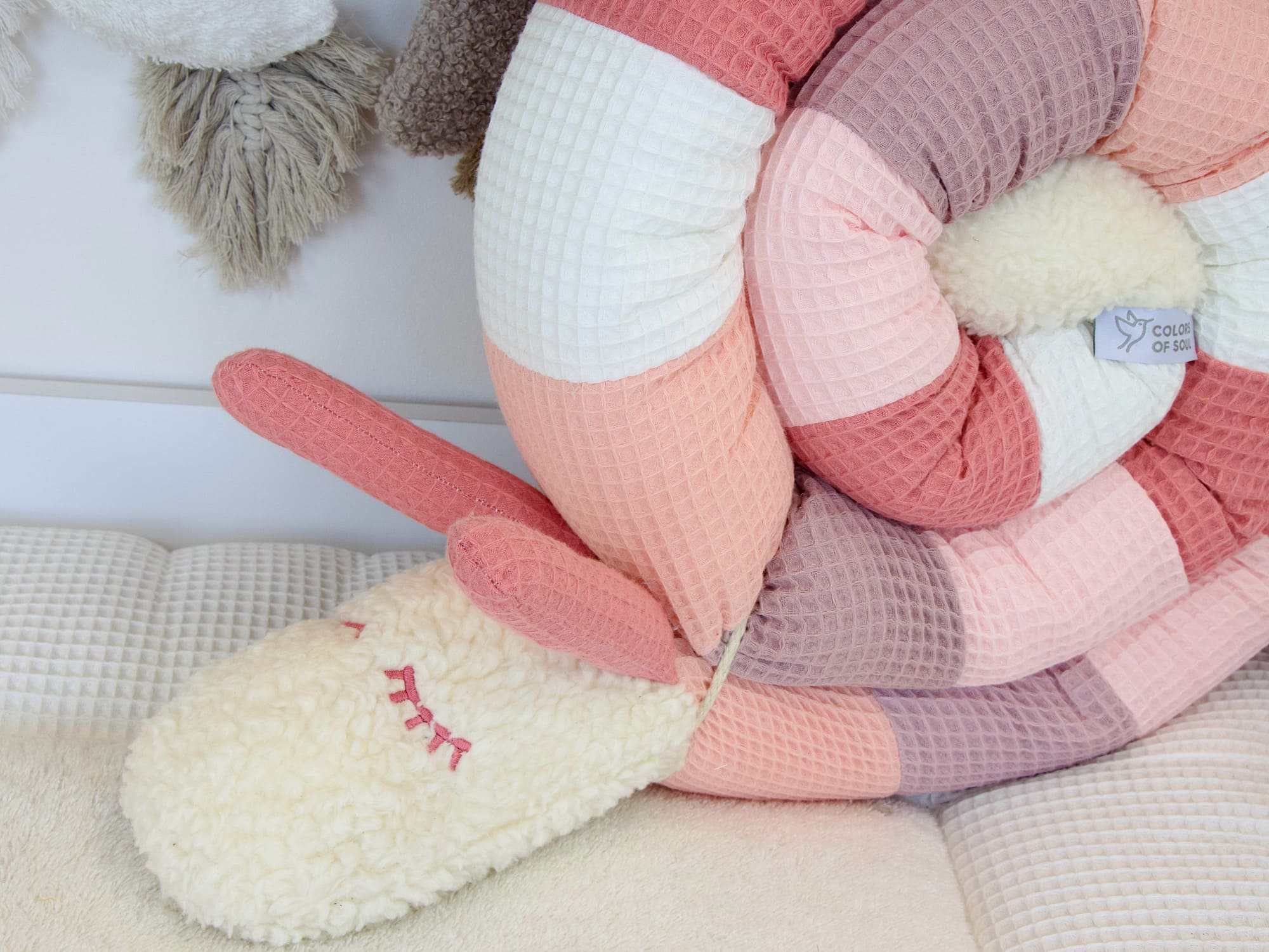 Personalisierte Bettschnecke: Waffelpique - aprikose, altrosa, hellrosa, blush, creme