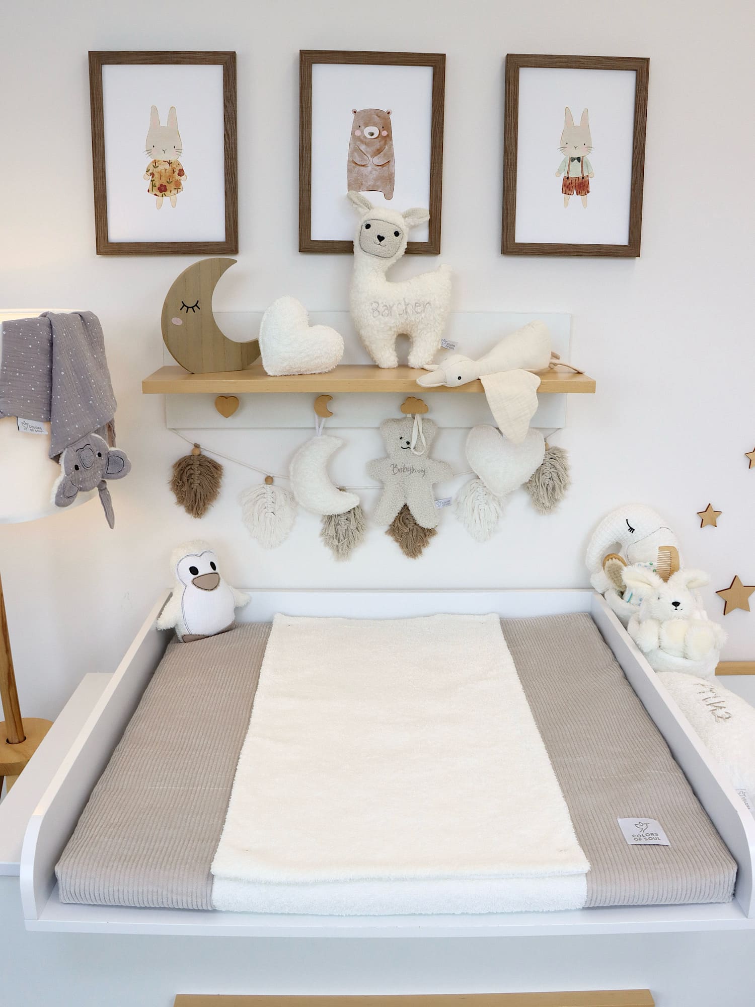 Wickelauflage mit abnehmbaren Bezug – Cord Hellbeige / Frottee Creme