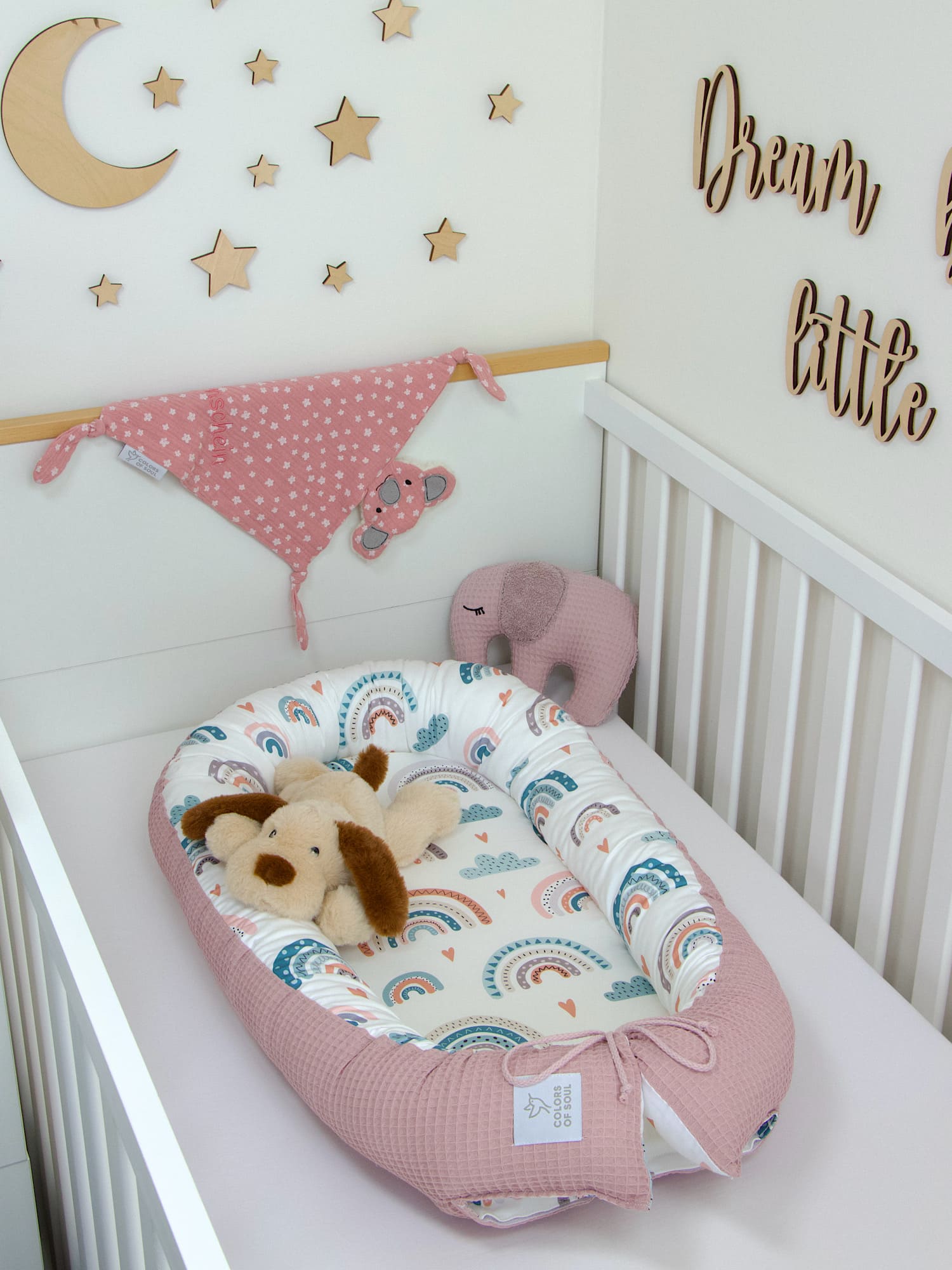 Babynestchen Regenbogen Waffelpique altrosa
