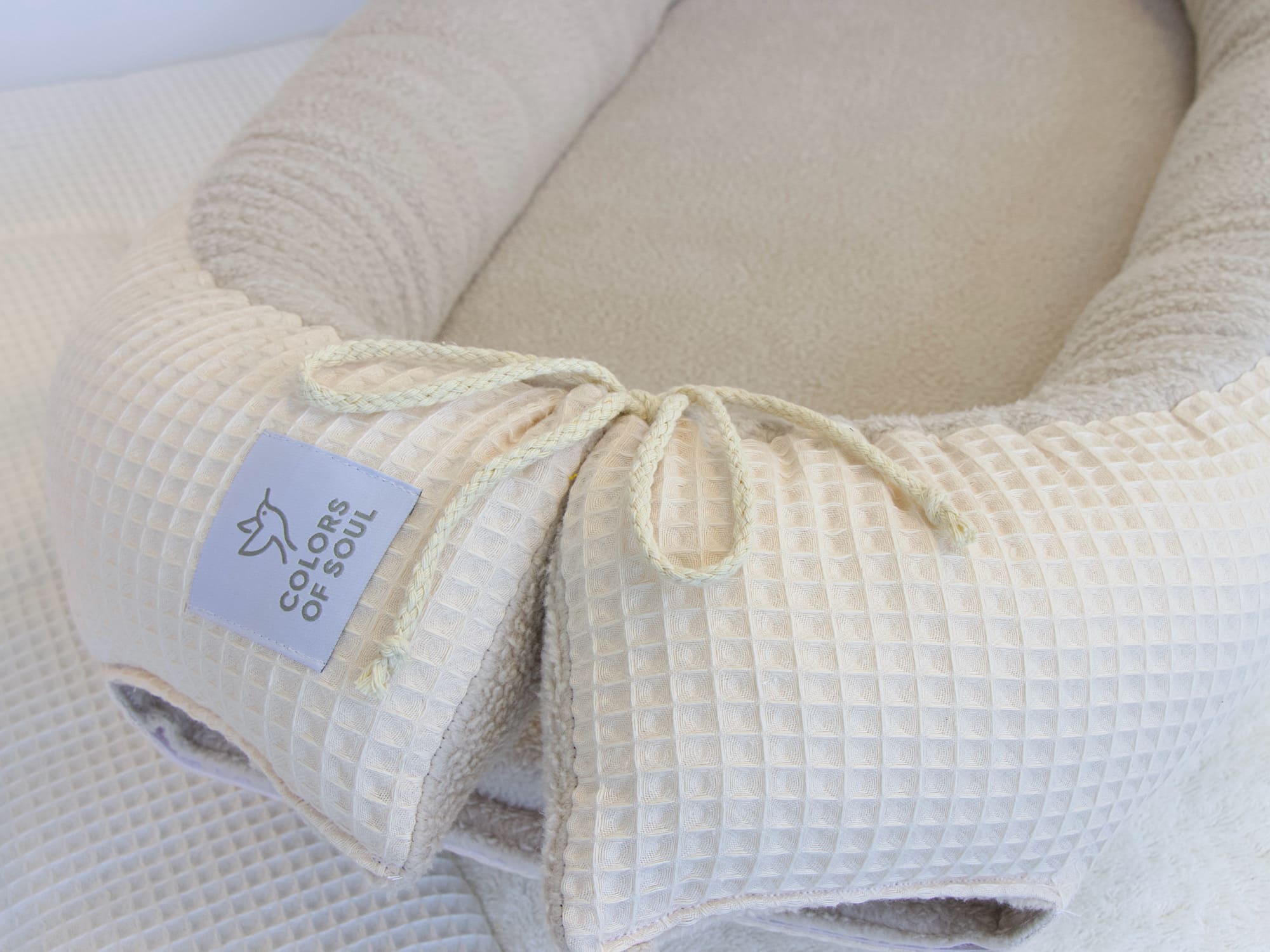 Babynestchen - Waffelpique hellbeige / Baumwollfleece beige