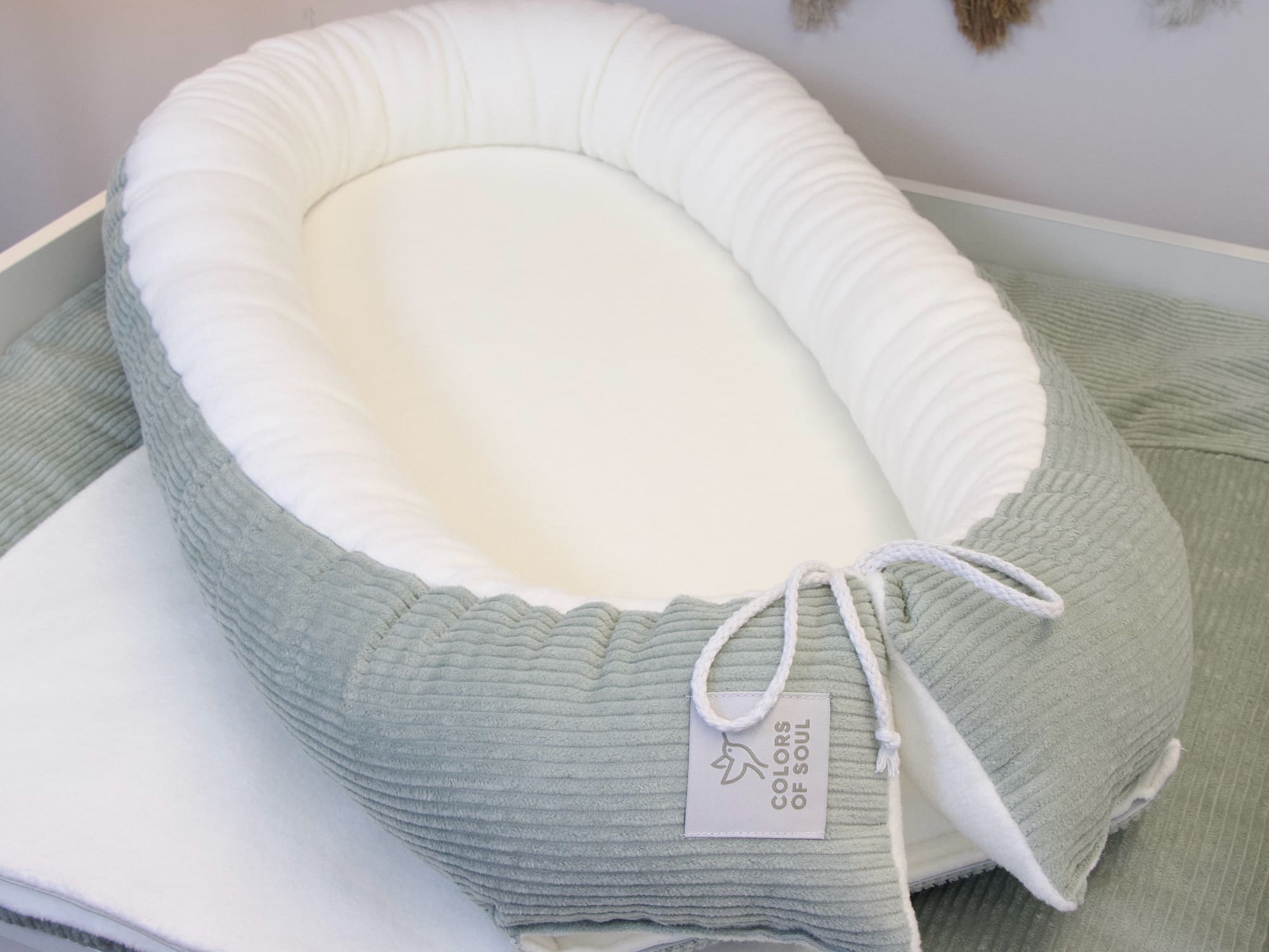 Öko-Tex Baby Set Cord Mint Baumwollfleece Creme