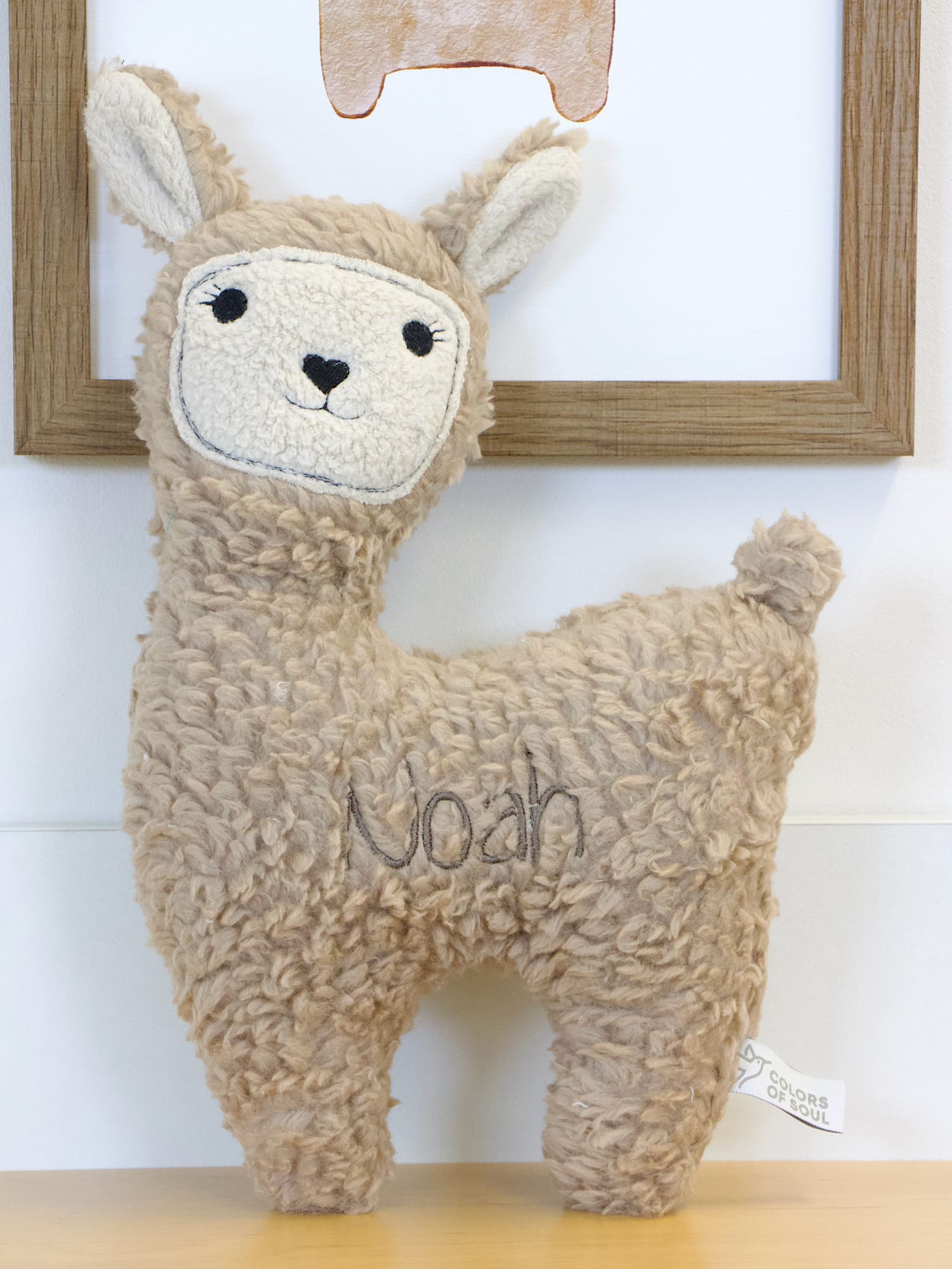 Handgemachtes Kuscheltier Lama Teddyplüsch sand – Geschenk zur Geburt