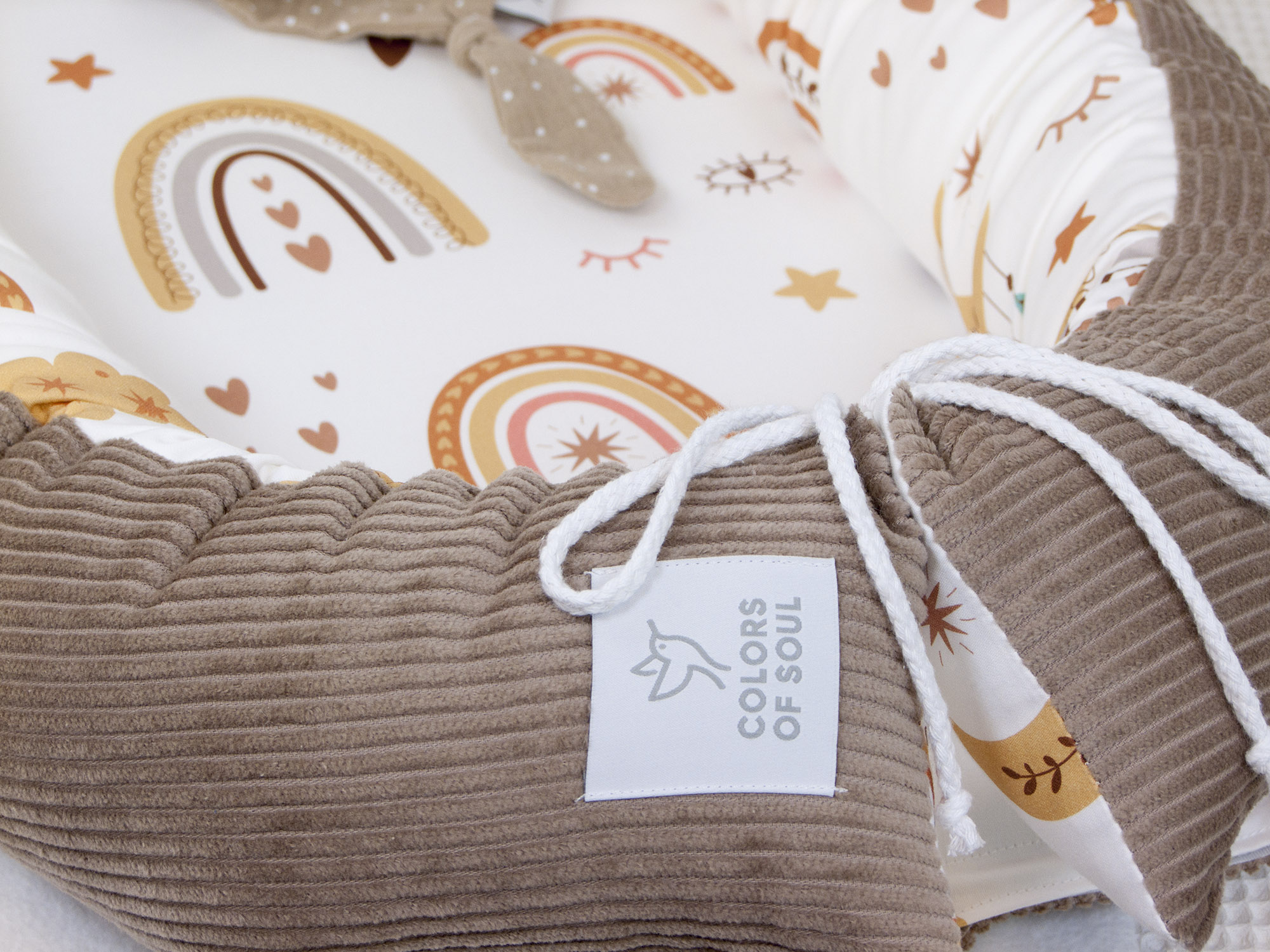Babynestchen - Kordstoff camel / Baby boho Regenbogen