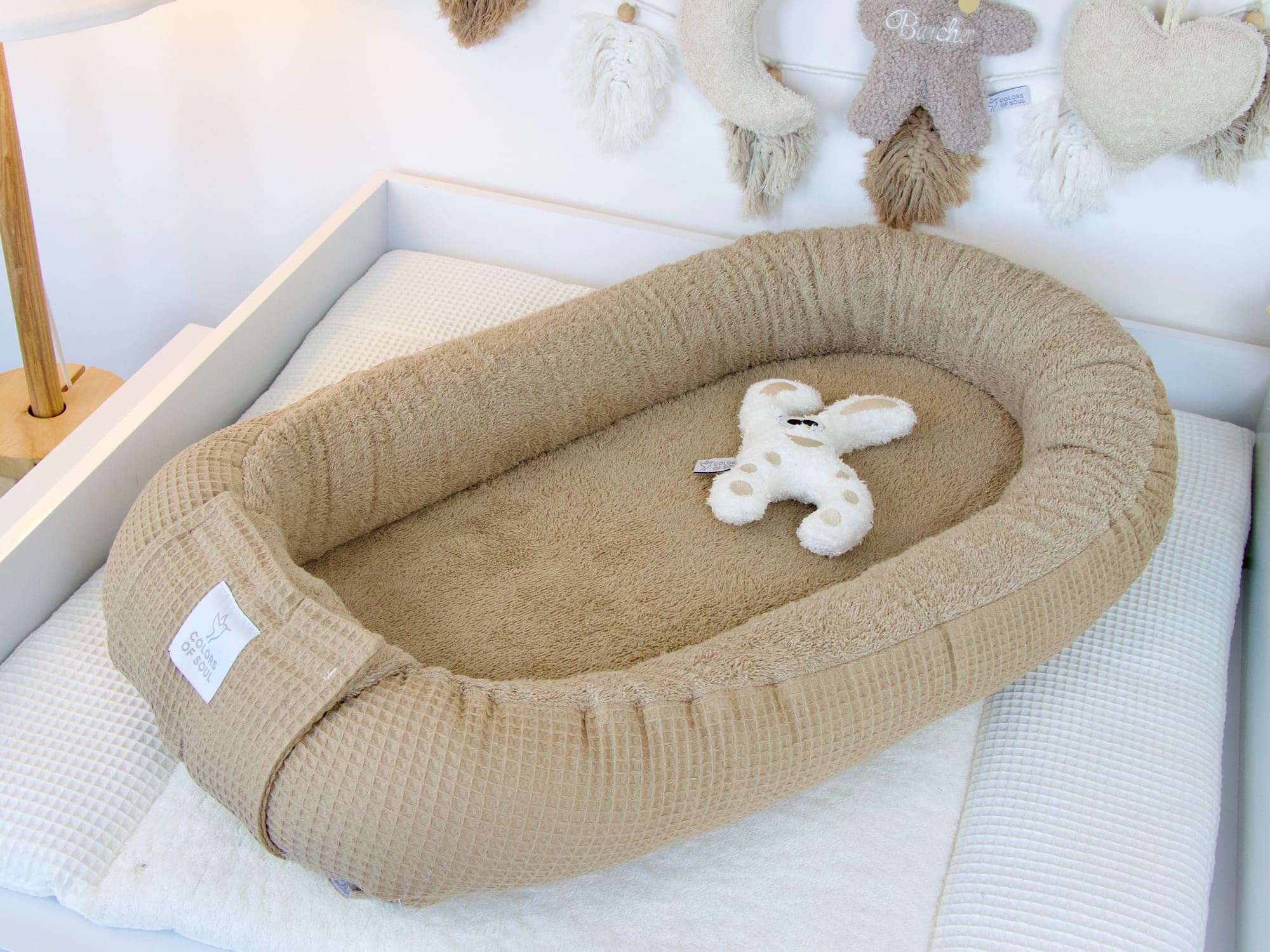 Babynestchen - Waffelpique dunkelbeige / Frottee dunkelbeige