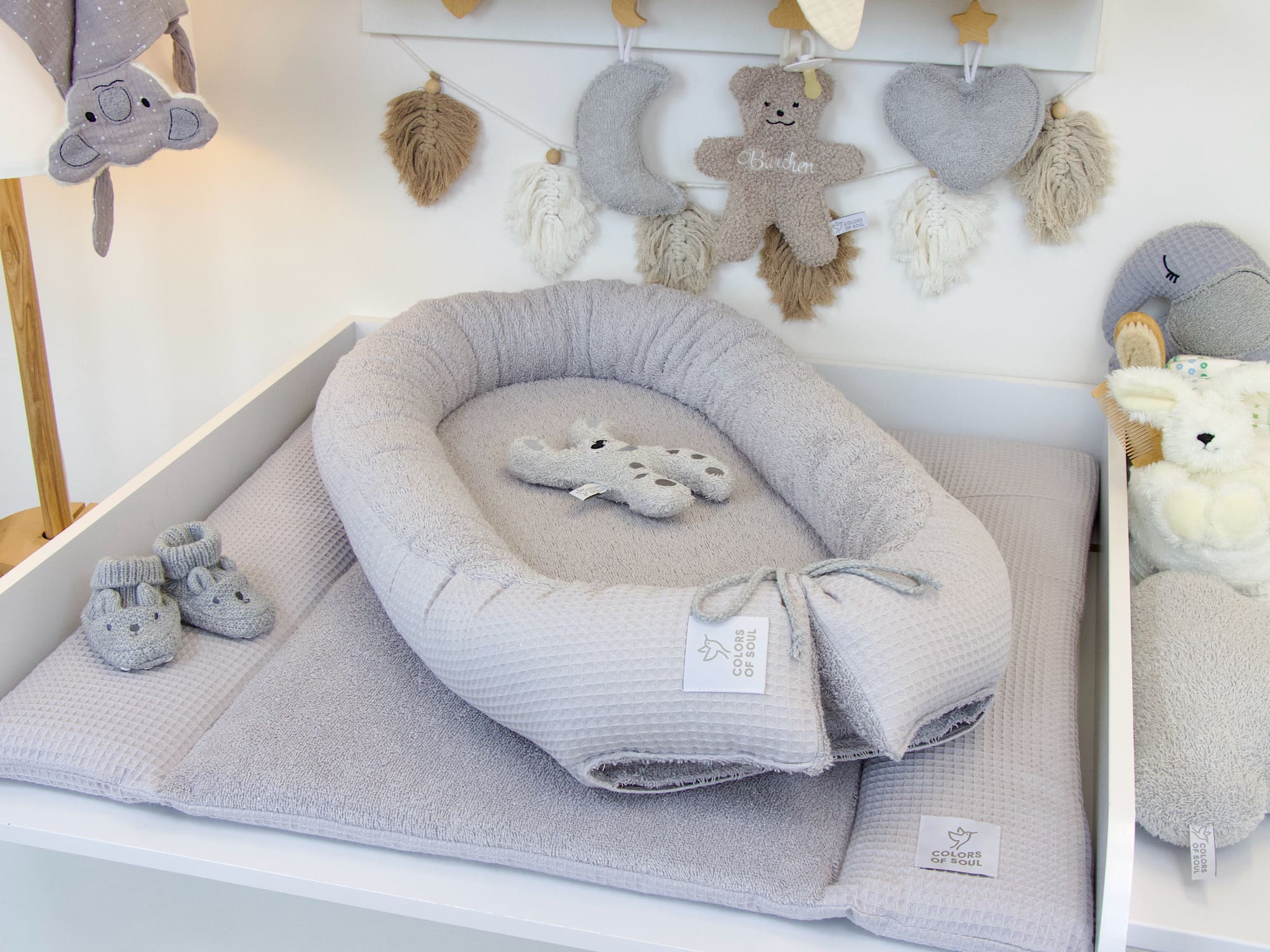 Wickelauflage Set mit Babynestchen - hellgrau