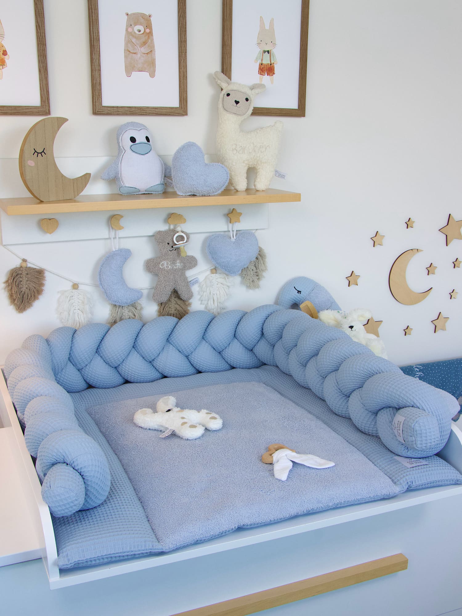 Wickelauflage Set Hellblau mit Babynest – hochwertige Handarbeit aus Baumwolle für Komfort und Geborgenheit