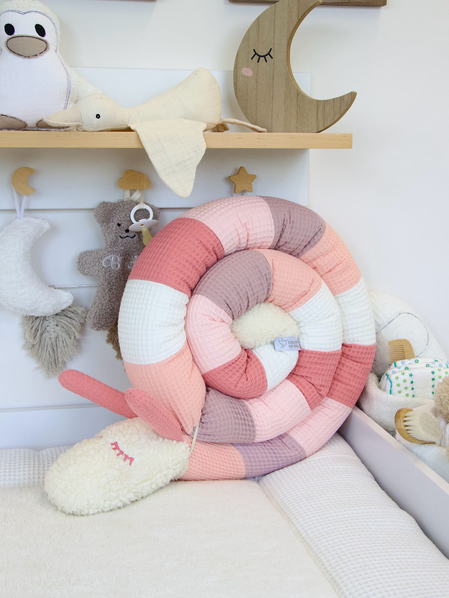 Personalisierte Bettschnecke: Waffelpique - aprikose, altrosa, hellrosa, blush, creme