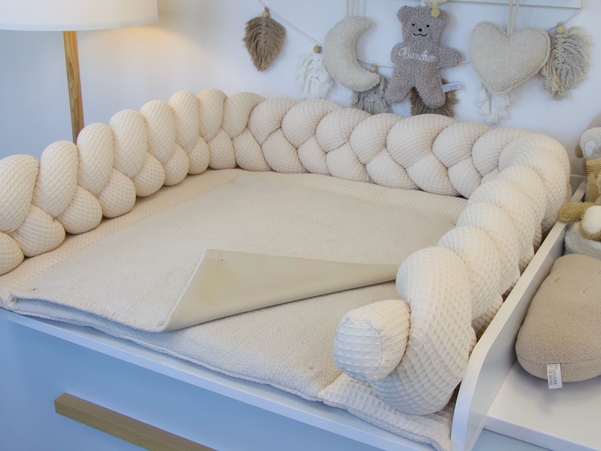 Handgemachtes 2er Set in Waffelpique hellbeige mit flauschigem Baumwollfleece