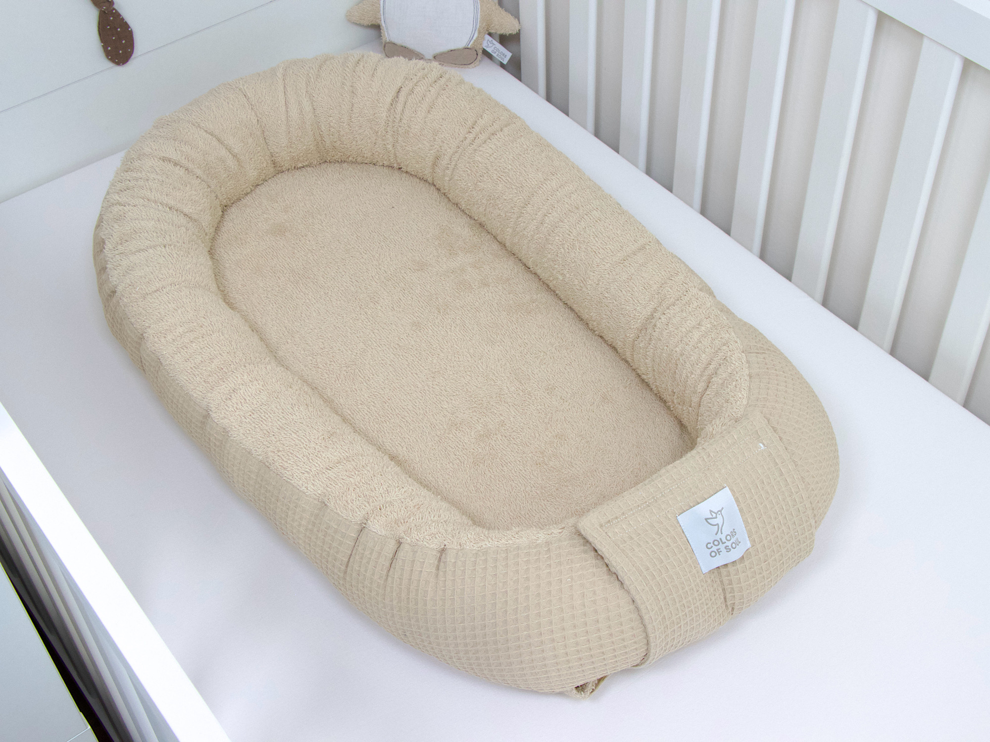 Babynestchen Waffelpique beige / Frottee beige