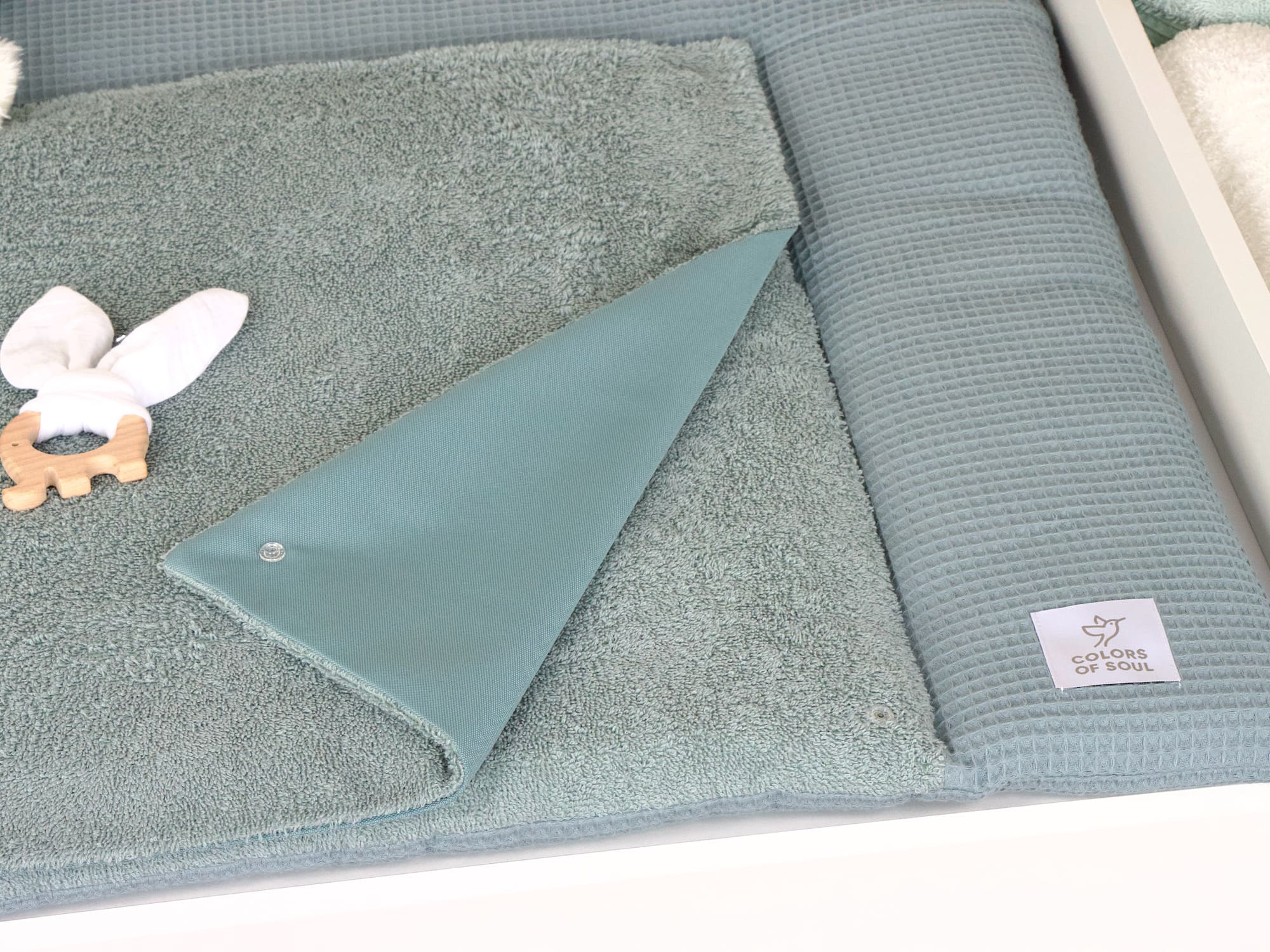 Wickelauflage - Waffelpique dusty altmint / Frottee dusty altmint