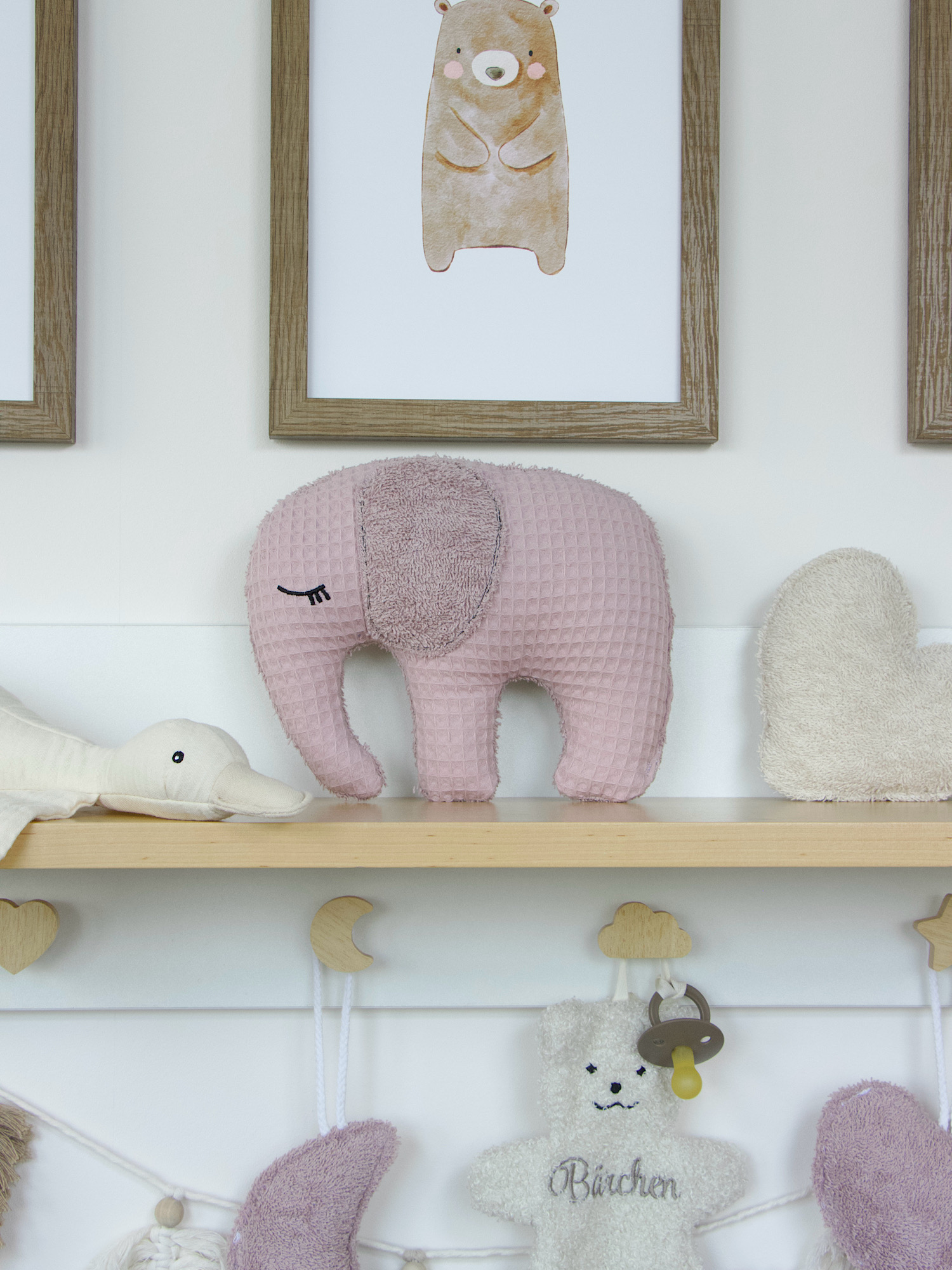 Kuscheltier Elefant - Waffelpique altrosa / Frottee altrosa