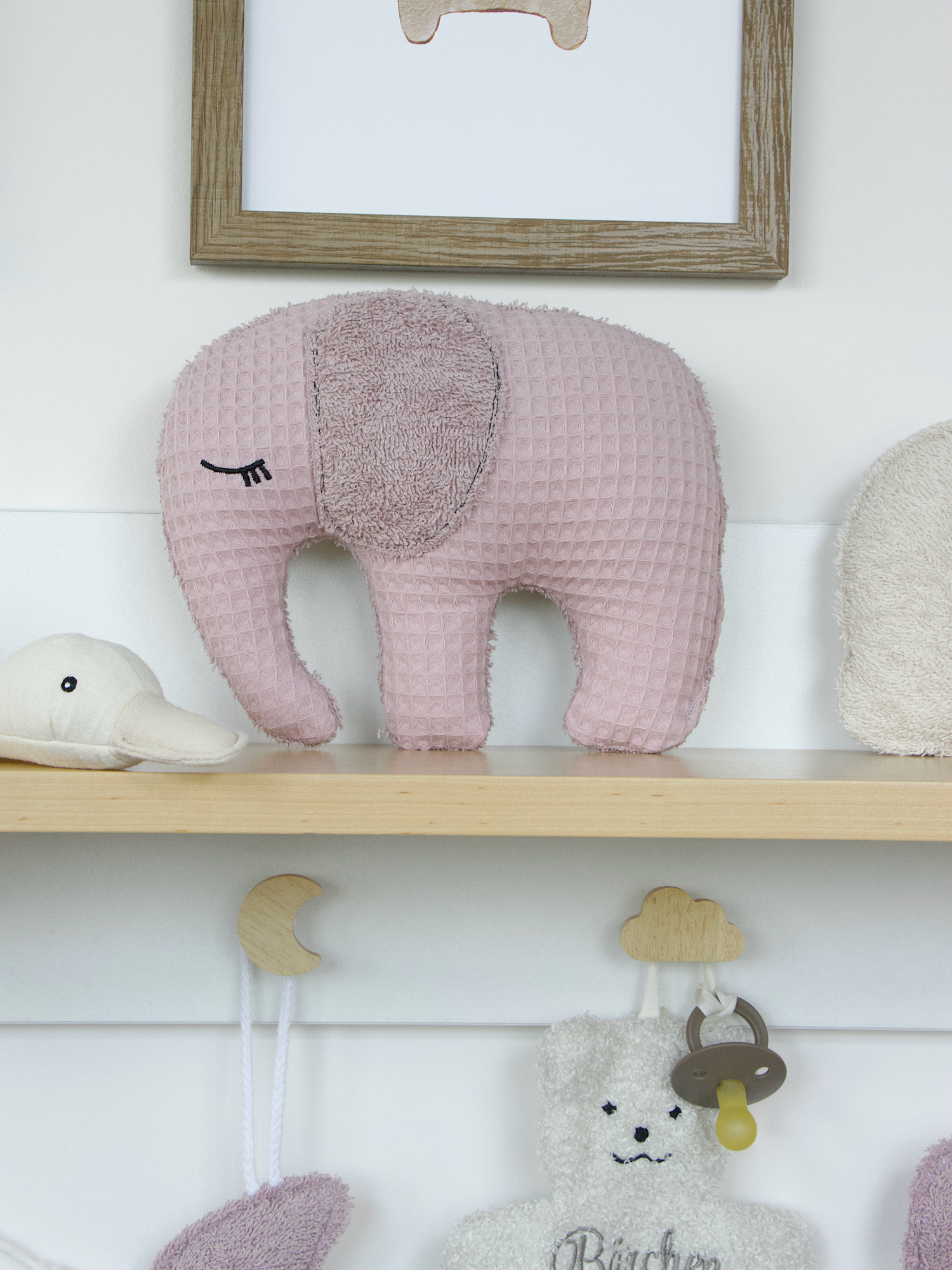 Kuscheltier Elefant - Waffelpique altrosa / Frottee altrosa