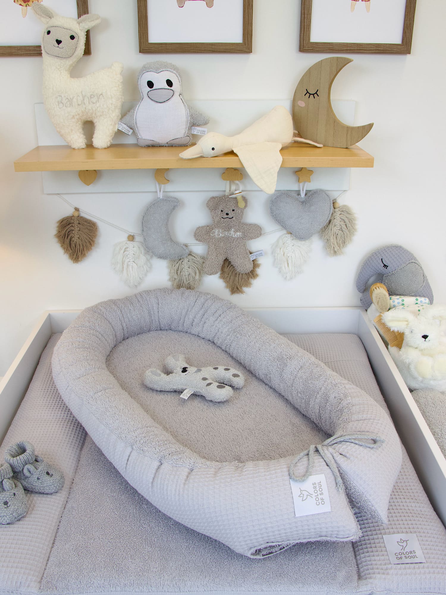 Wickelauflage Set mit Babynestchen - hellgrau