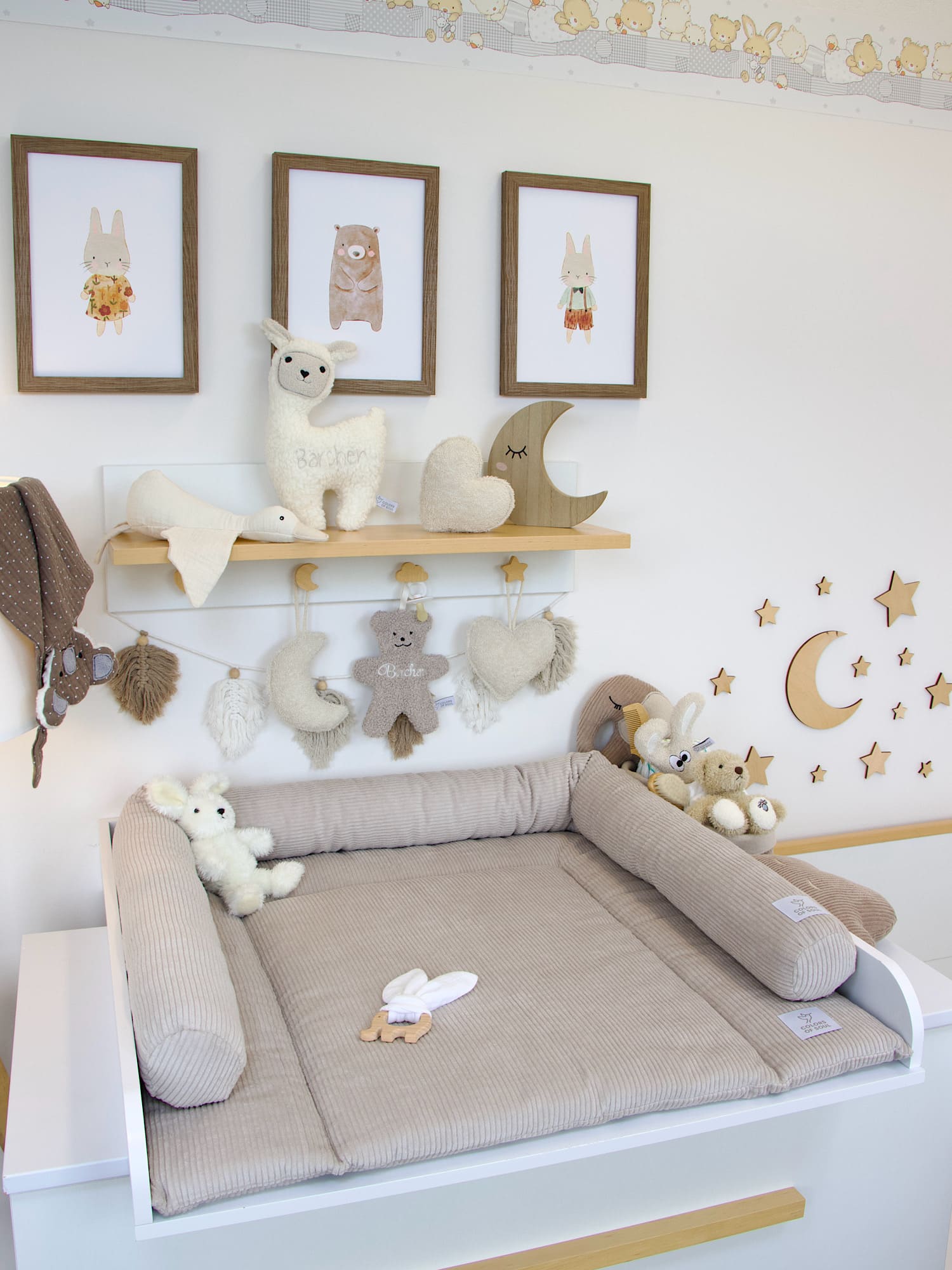 Hochwertiges Sparset Wickelauflage Cord Hellbeige für Babys
