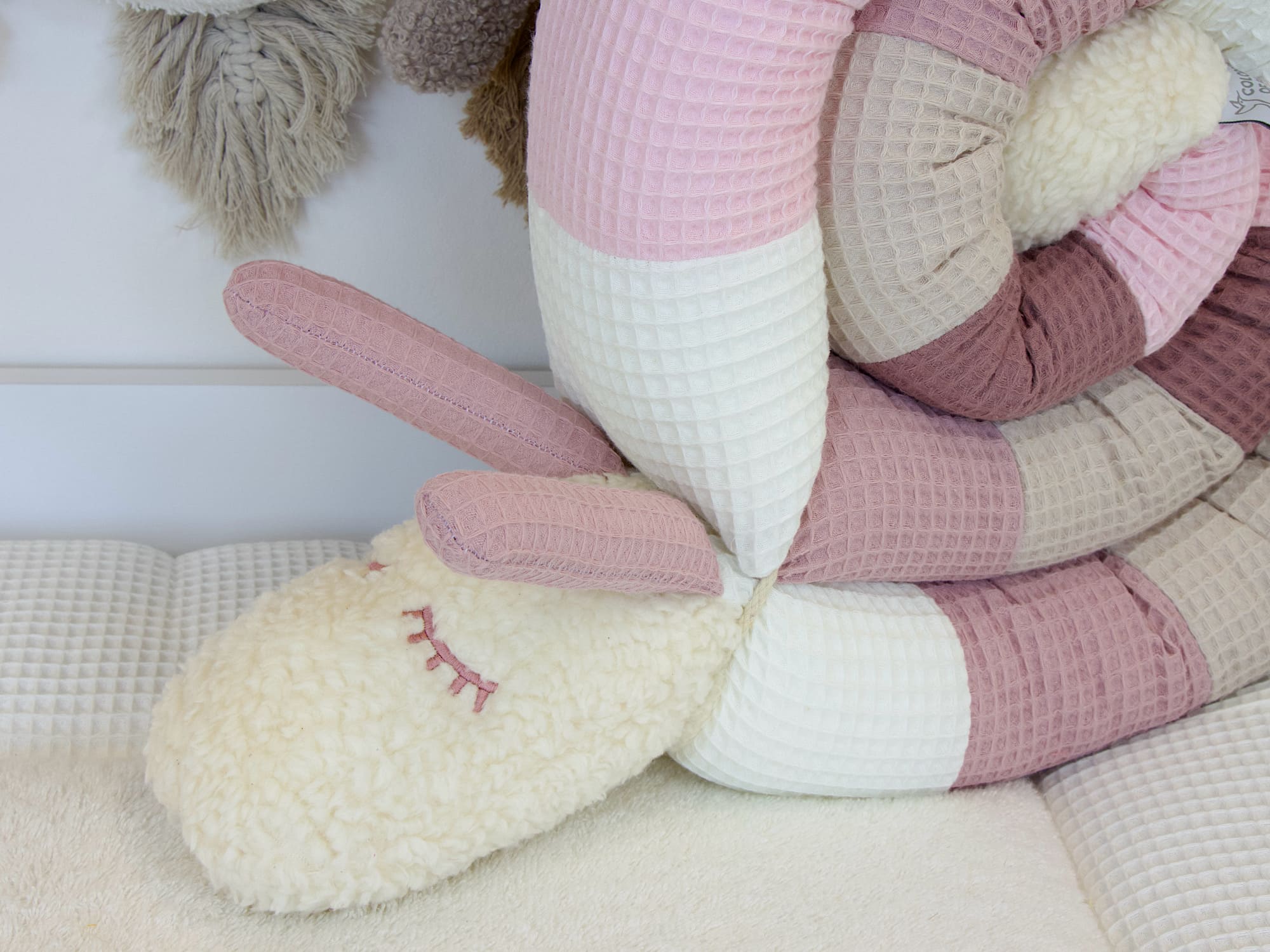 Personalisierte Puckschnecke: Waffelpique creme, altrosa, beige, alt malve, hellrosa