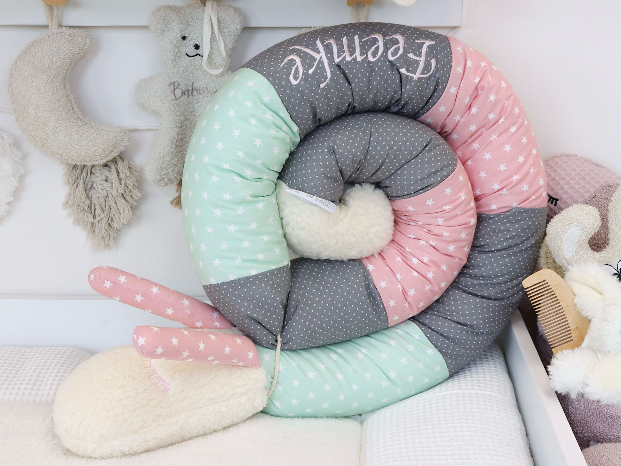 Bettschnecke - rosa/grau/mint - RAJA