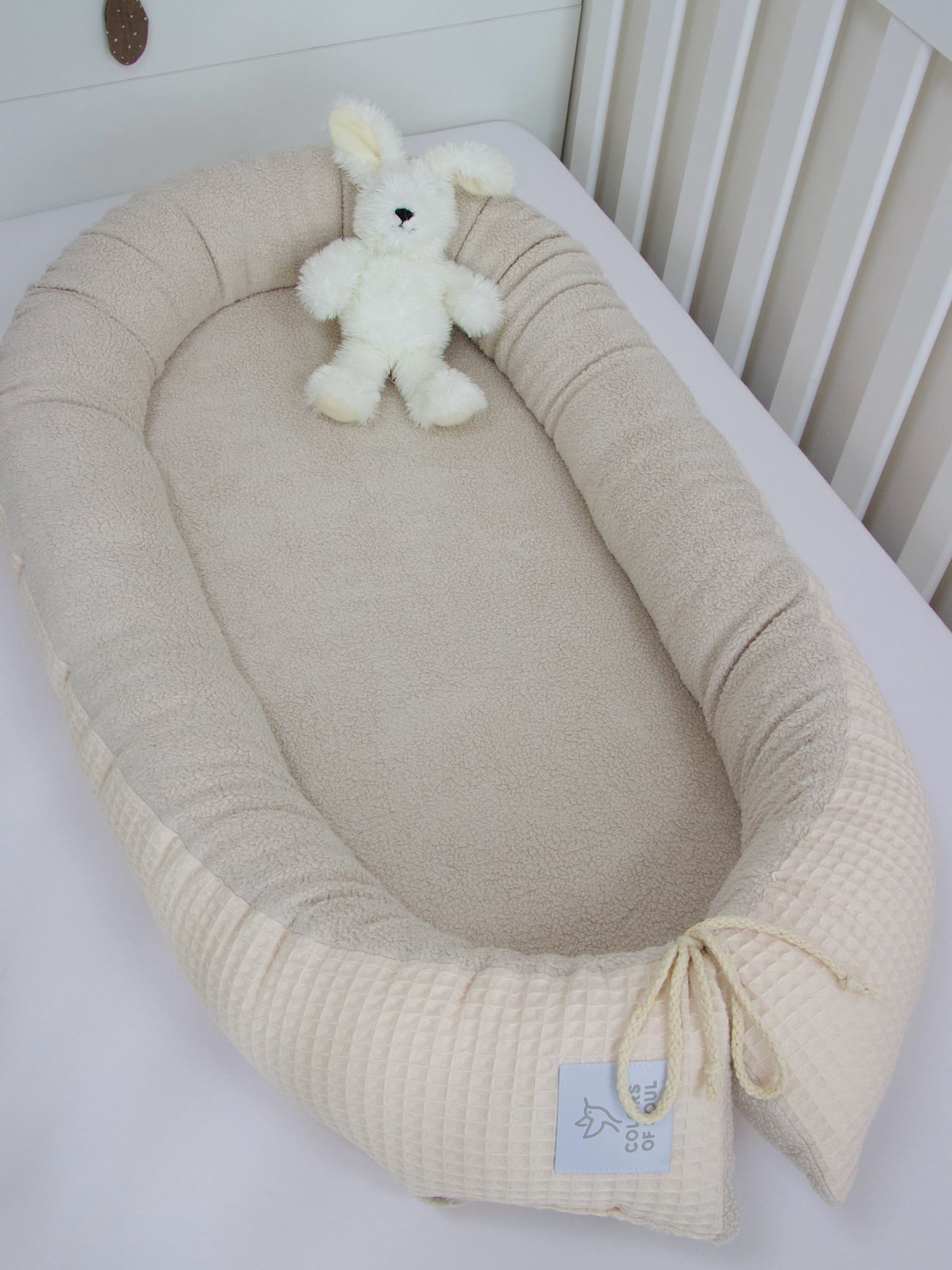 Babynestchen - Waffelpique hellbeige / Baumwollfleece hellbeige