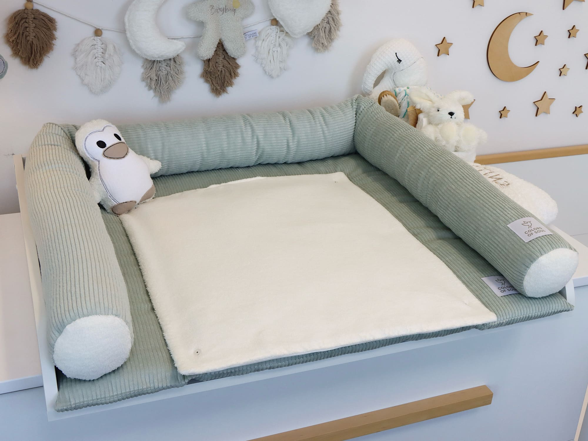Wickelauflage mit Umrandung - Cord Mint