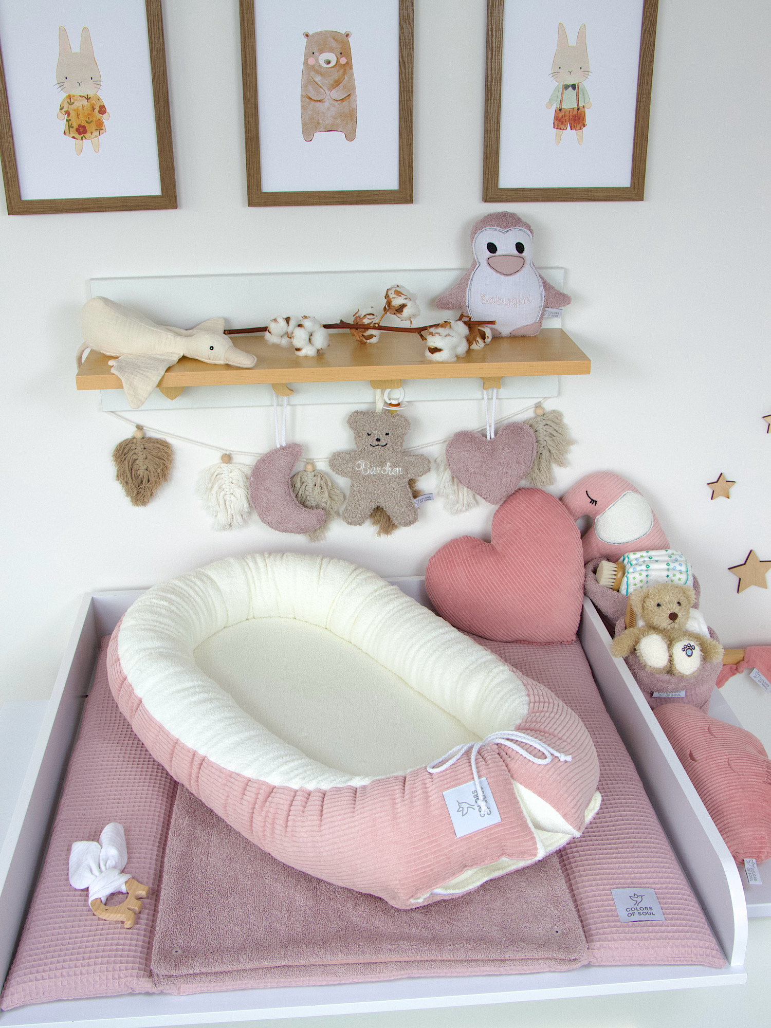 Babynestchen - Kordstoff altrosa / Baumwollfleece creme