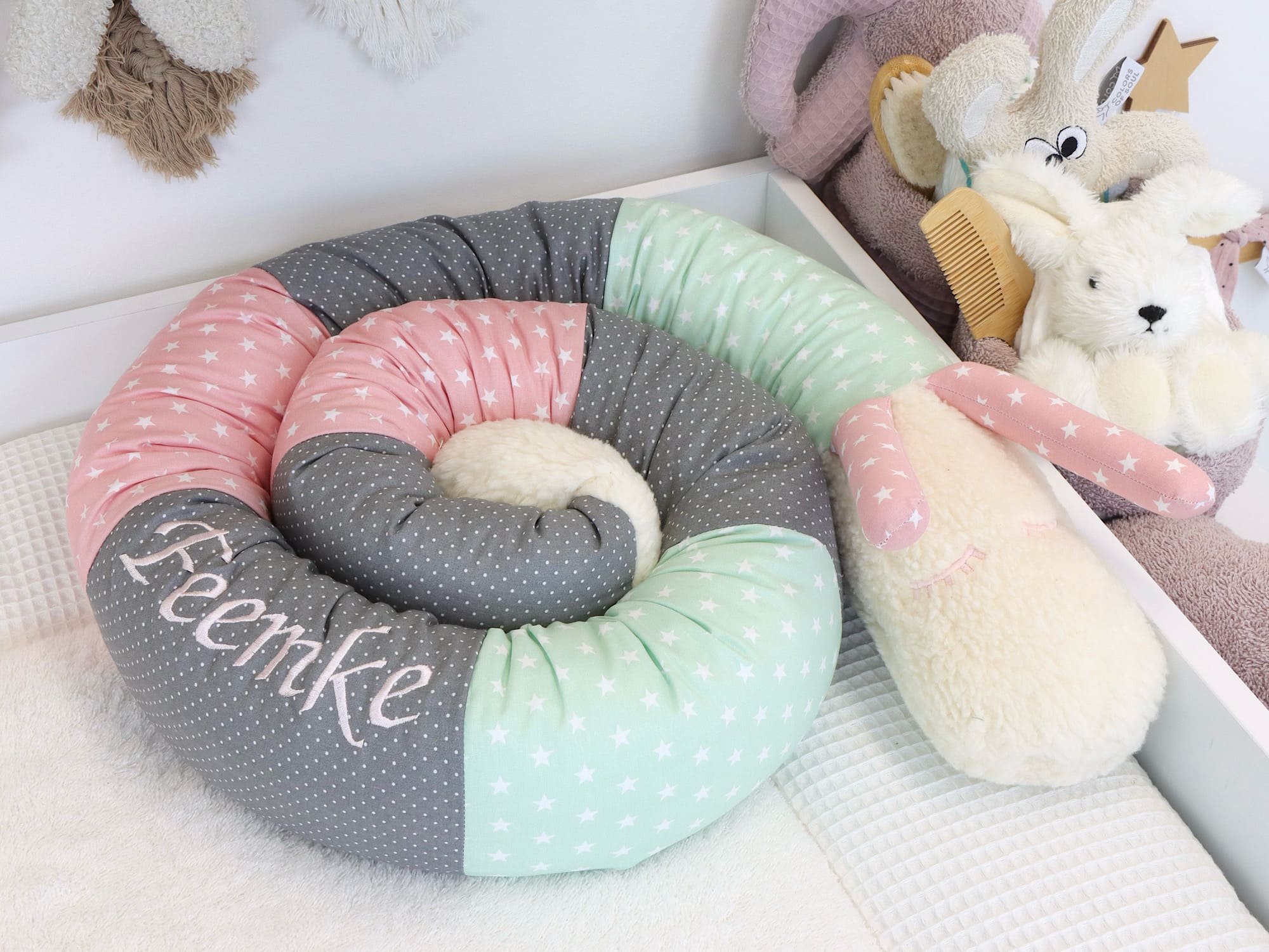 Bettschnecke - rosa/grau/mint - RAJA
