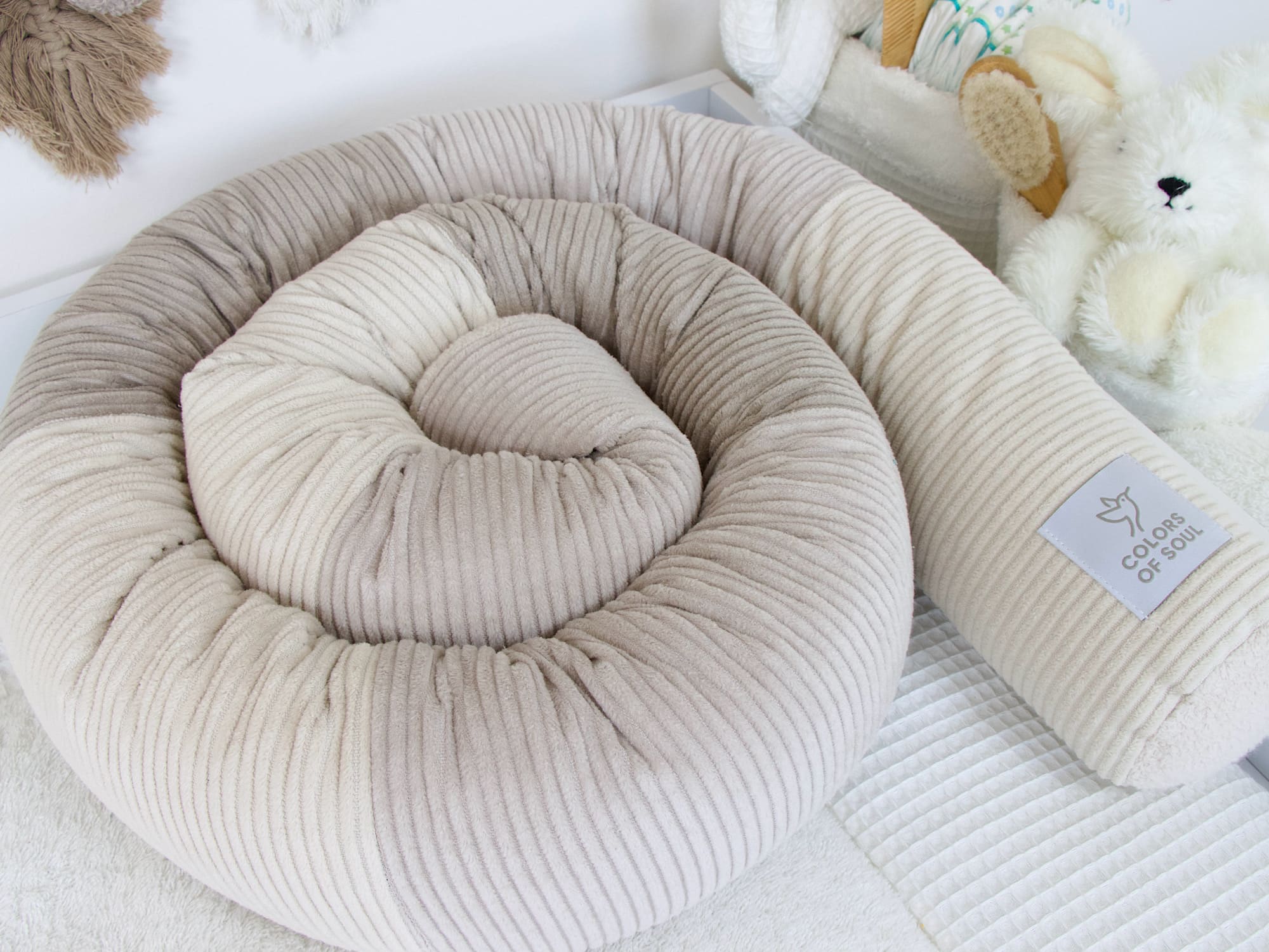Bettschlange Patchwork Cord sand, hellbeige, beige