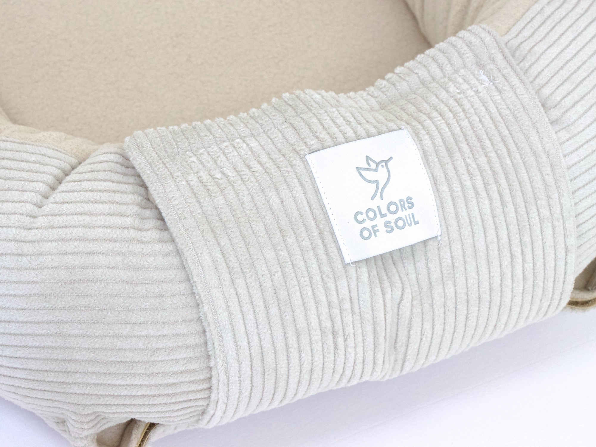 Babynestchen - Kordstoff hellbeige / Baumwollfleece beige