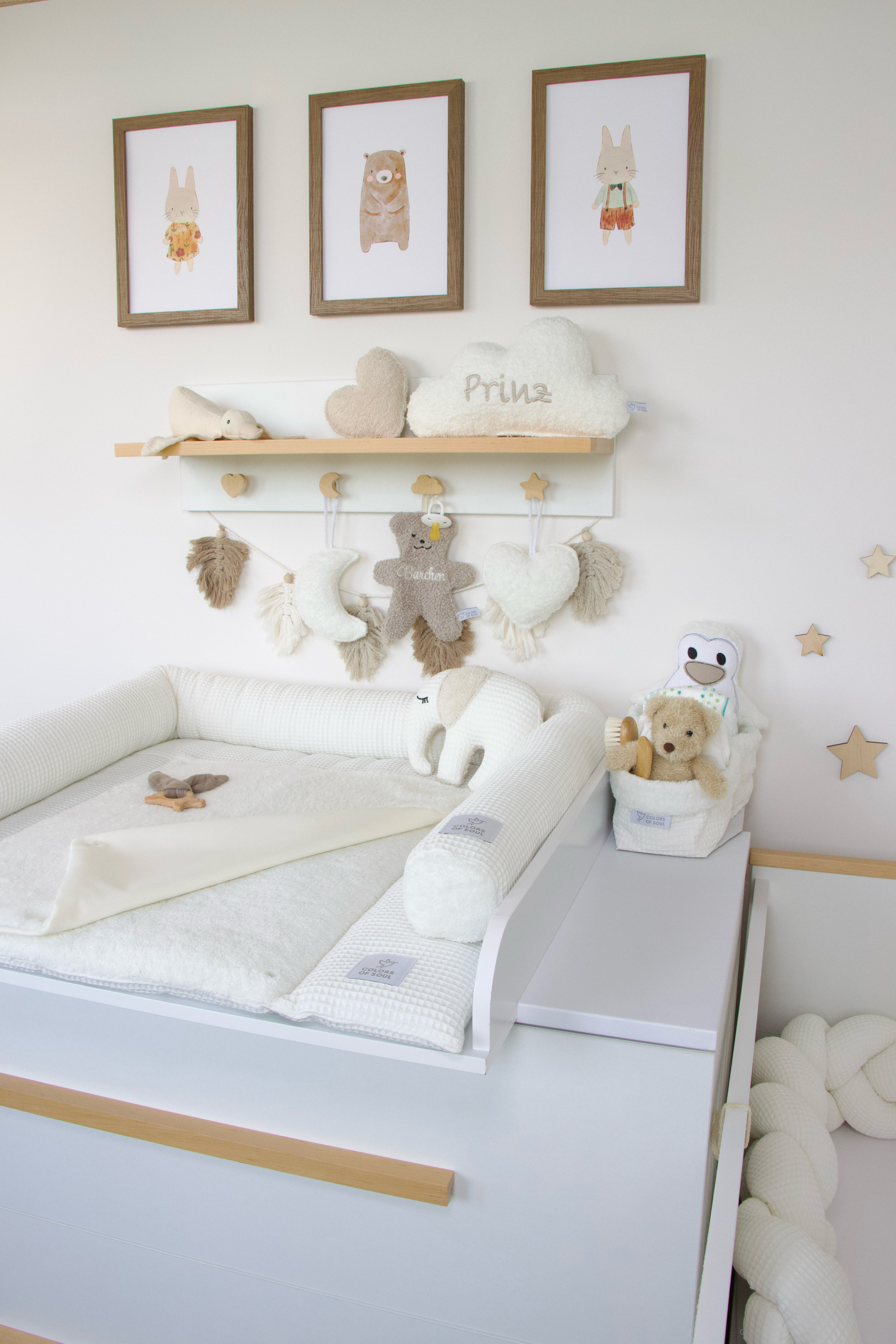 2-er SET - Wickelauflage, Bettschlange - Waffelpique creme / Frottee creme