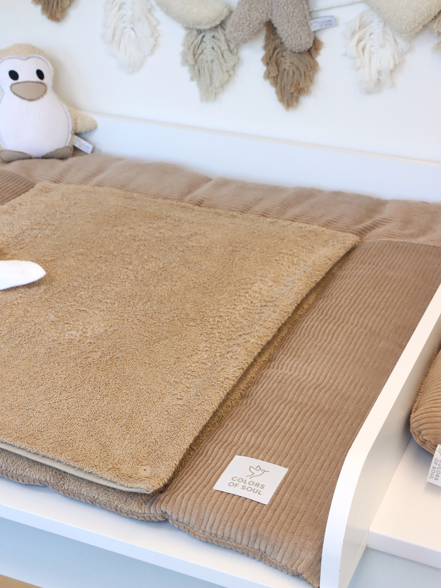 Geschlossene Wickelauflage in Dunkelbeige ohne Inlett aus Cord