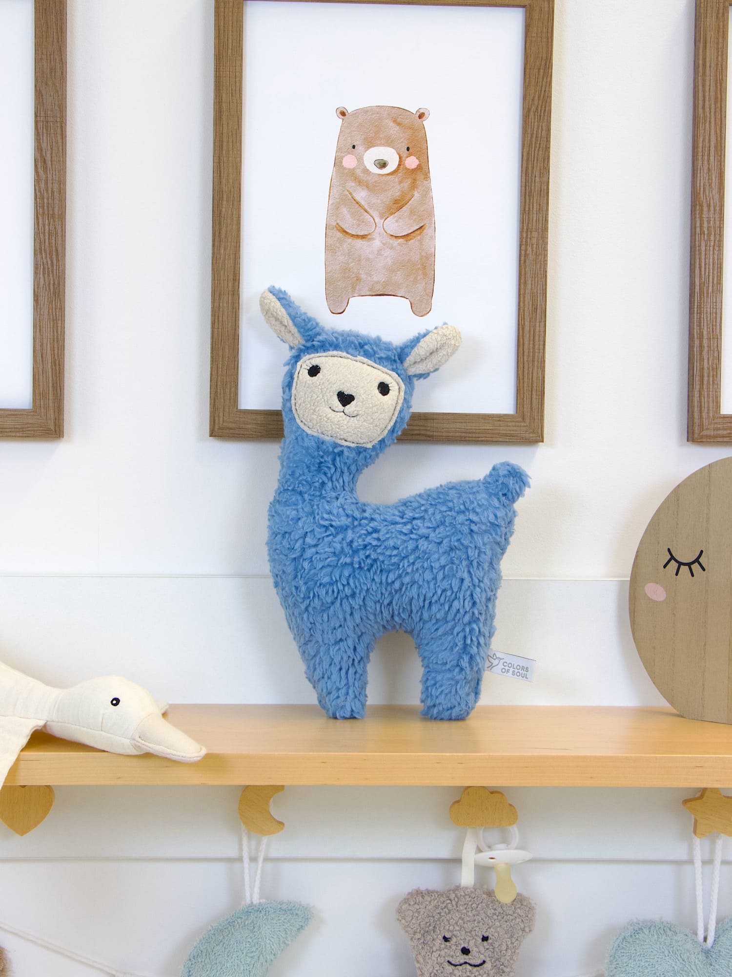 Kuscheltier Lama in Blau als Geschenk zur Geburt oder Taufe