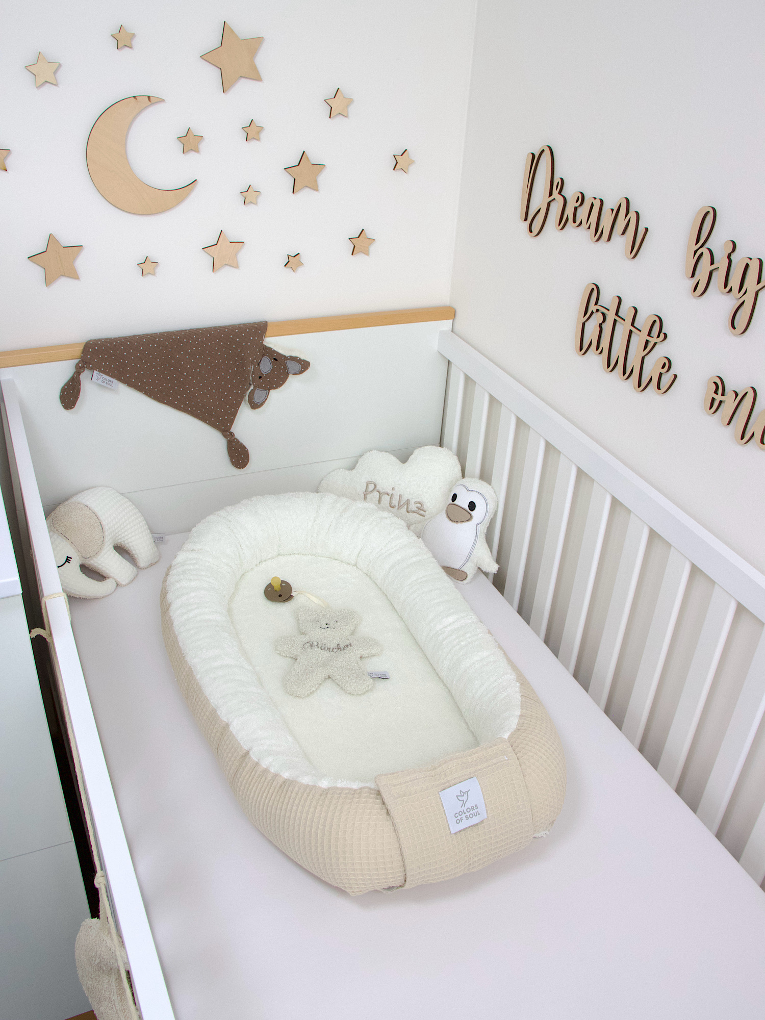 Babynestchen Waffelpique light sand / Frottee creme