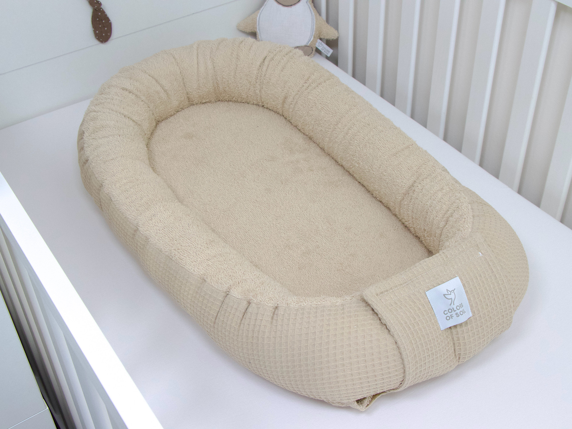 Babynestchen Waffelpique beige / Frottee beige