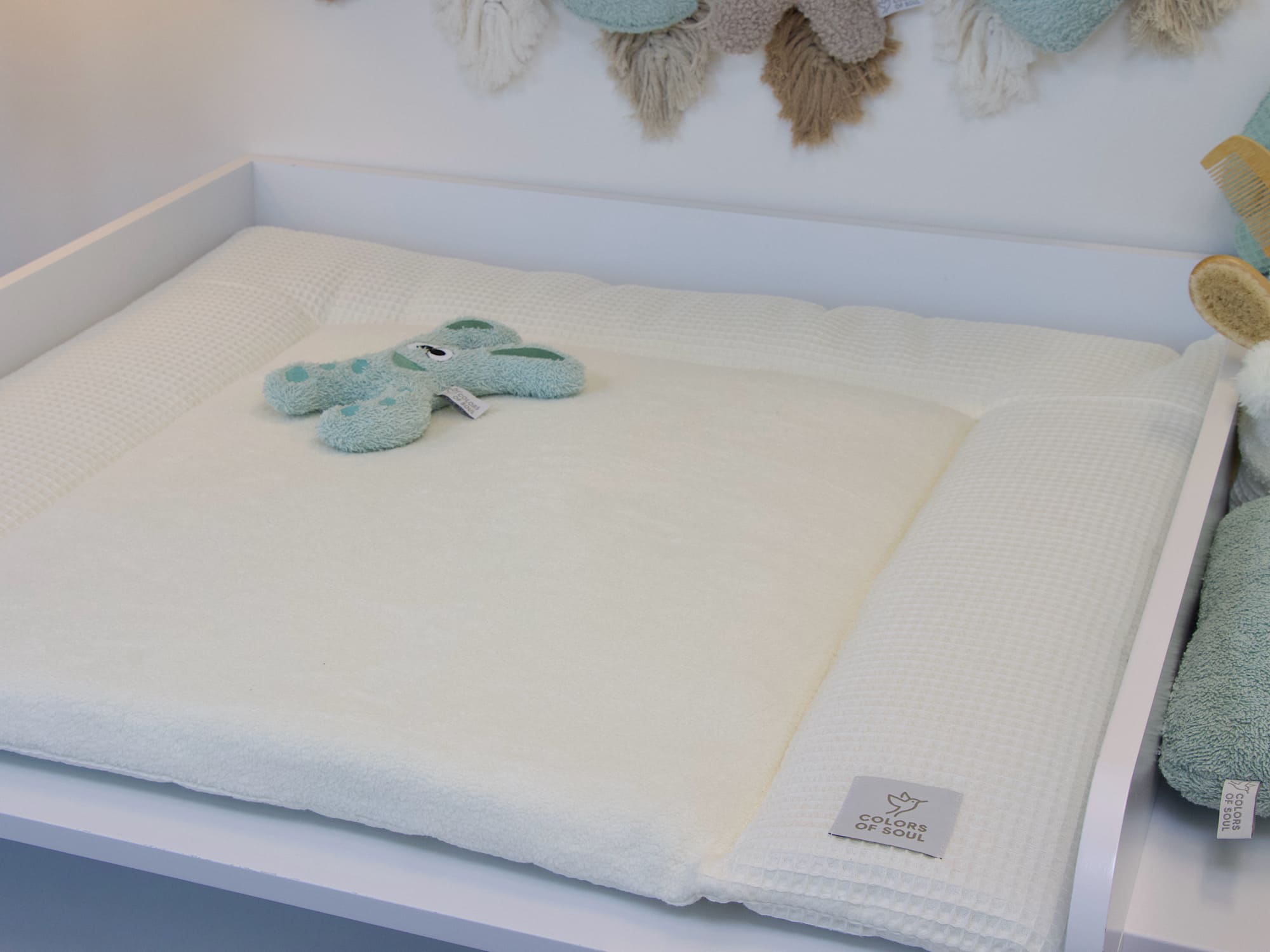 Wickelauflage Waffelpique creme / Baumwollfleece creme
